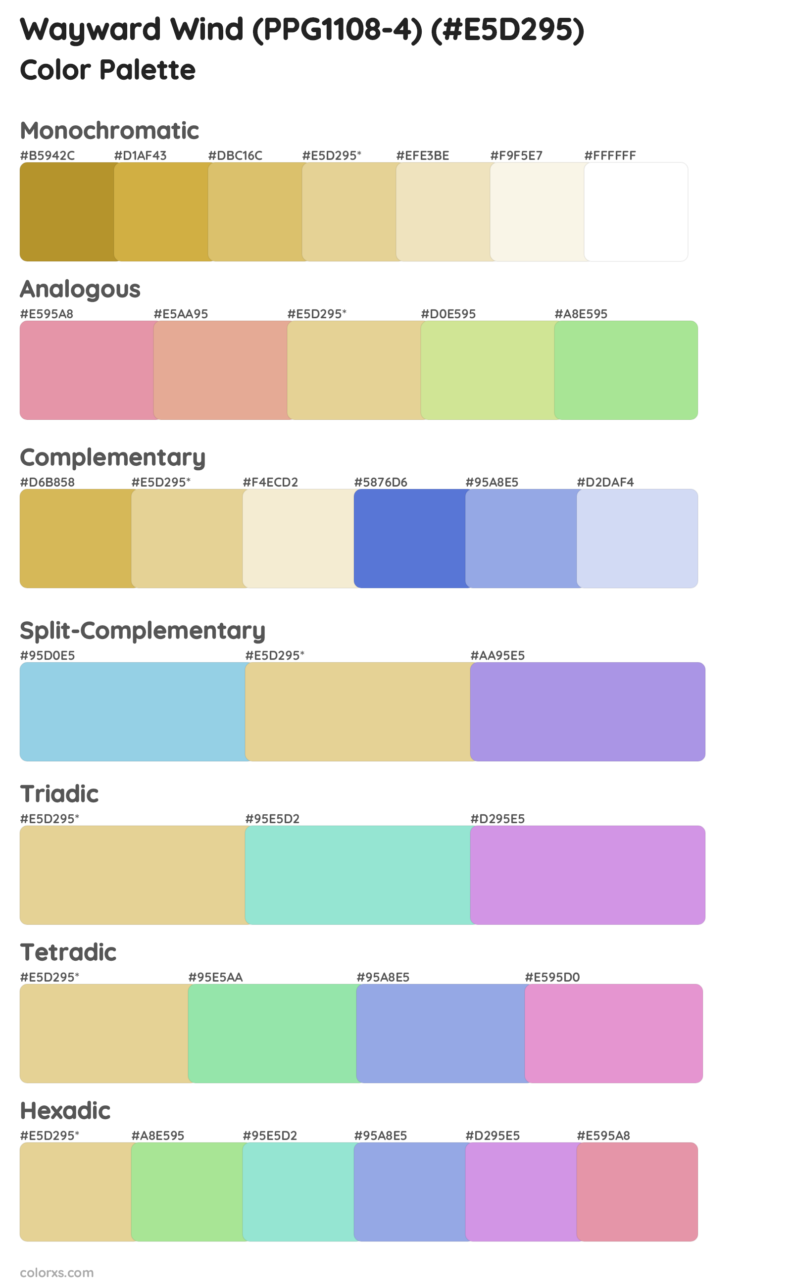 Wayward Wind (PPG1108-4) Color Scheme Palettes
