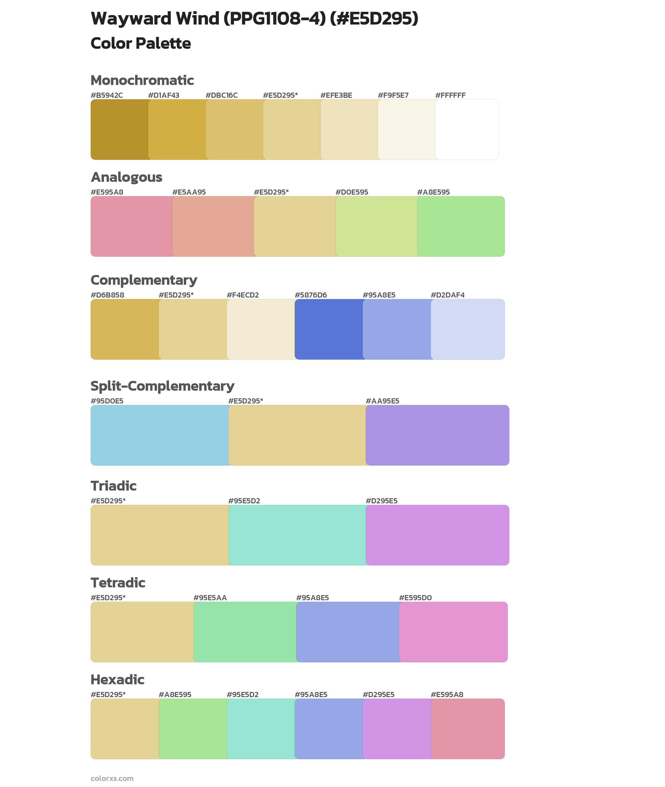 Wayward Wind (PPG1108-4) Color Scheme Palettes