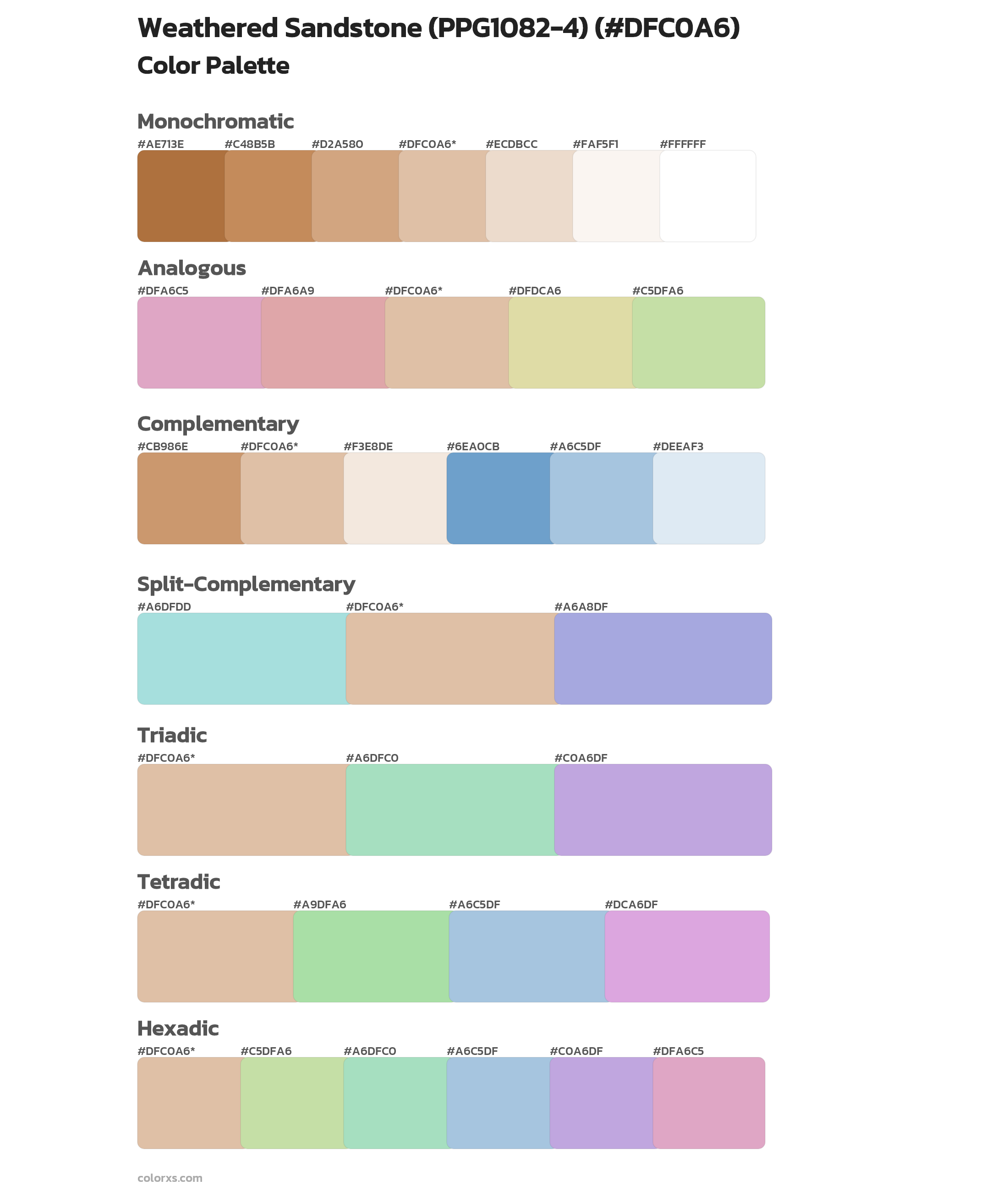 Weathered Sandstone (PPG1082-4) Color Scheme Palettes