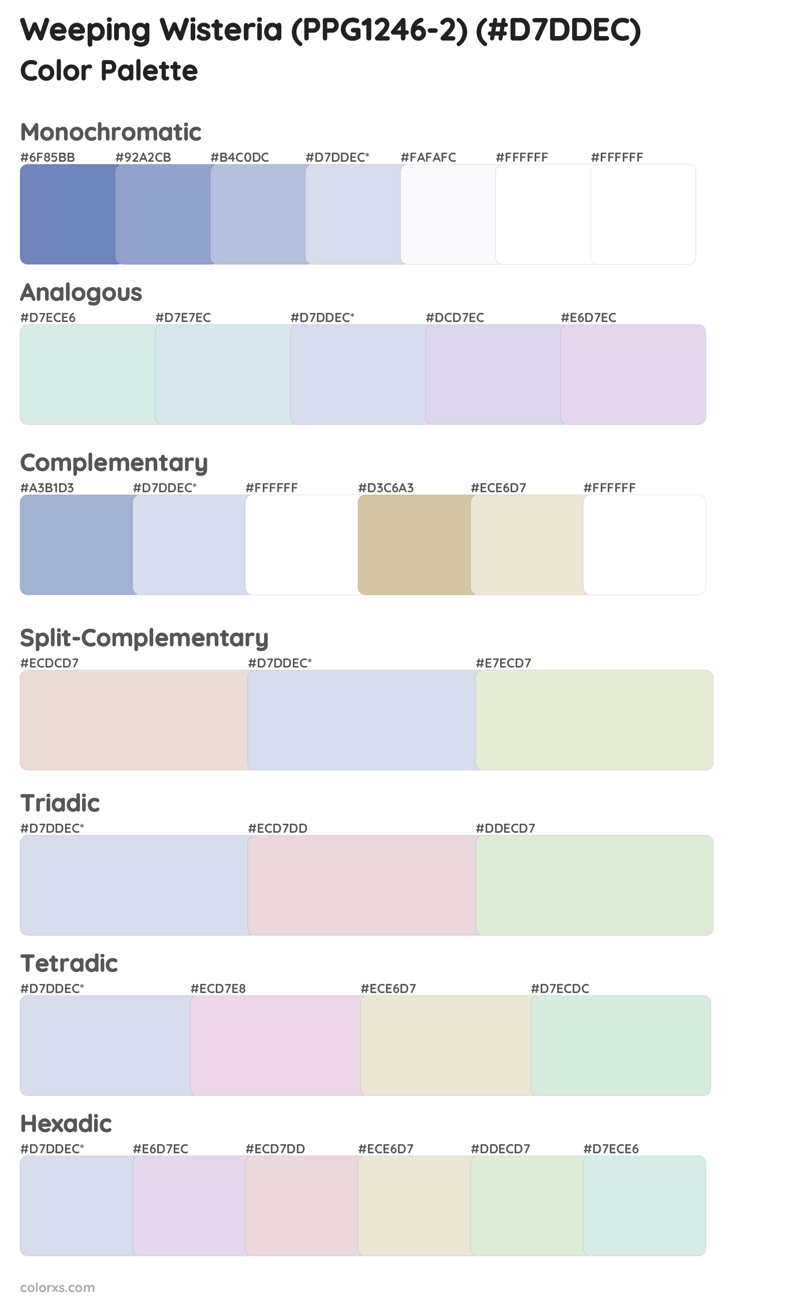 Weeping Wisteria (PPG1246-2) Color Scheme Palettes