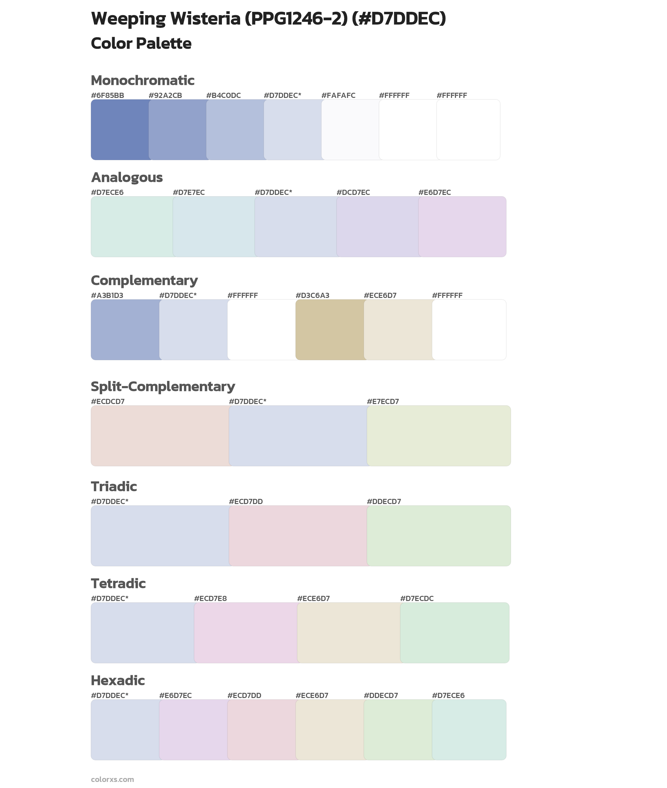 Weeping Wisteria (PPG1246-2) Color Scheme Palettes