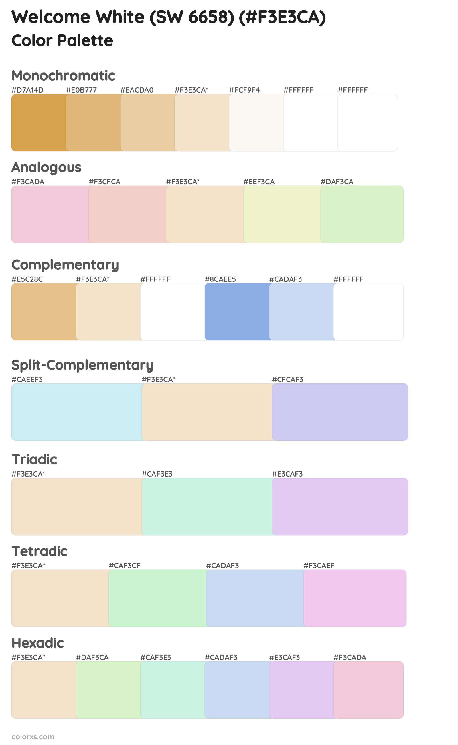 Welcome White (SW 6658) Color Scheme Palettes