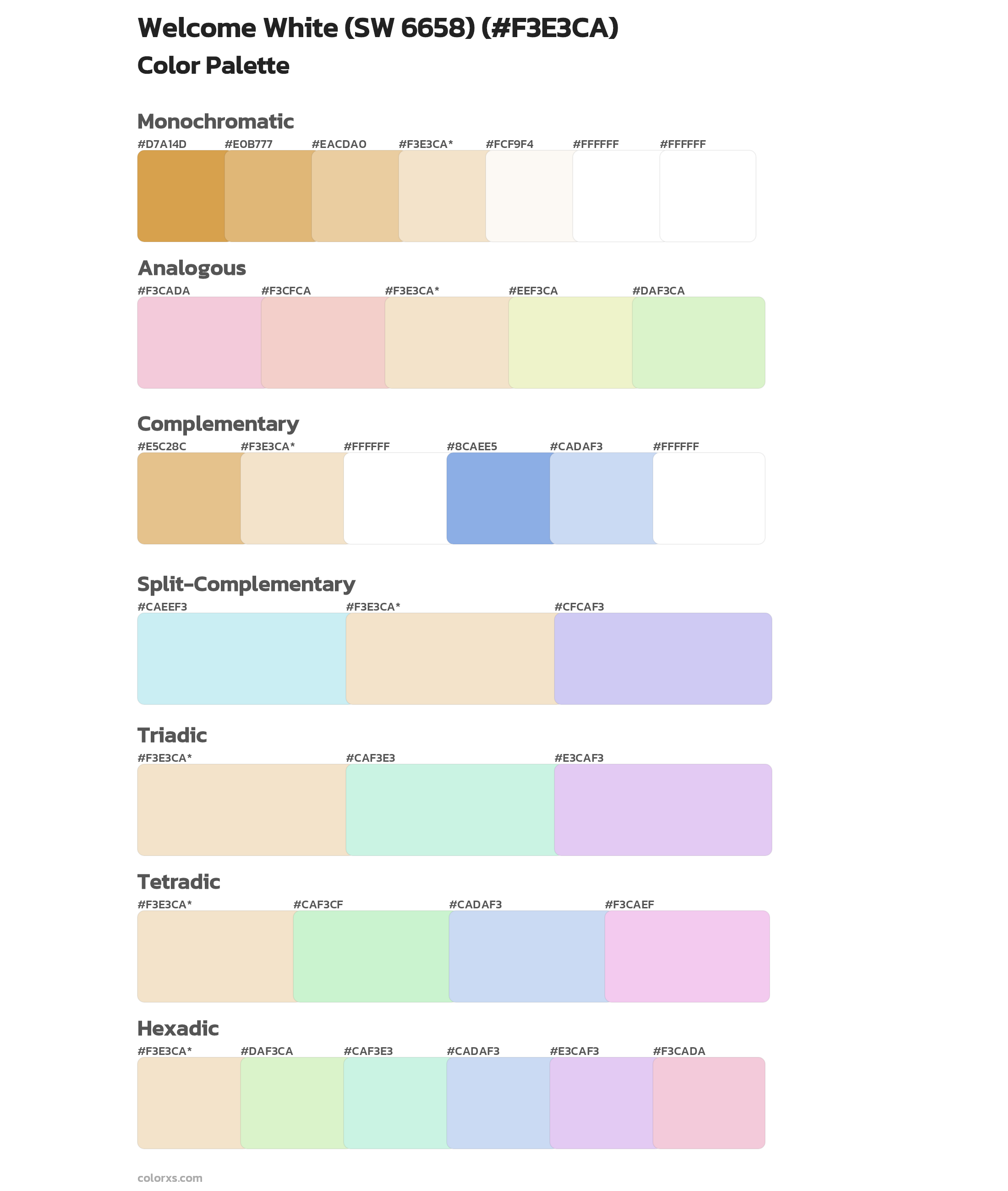 Welcome White (SW 6658) Color Scheme Palettes