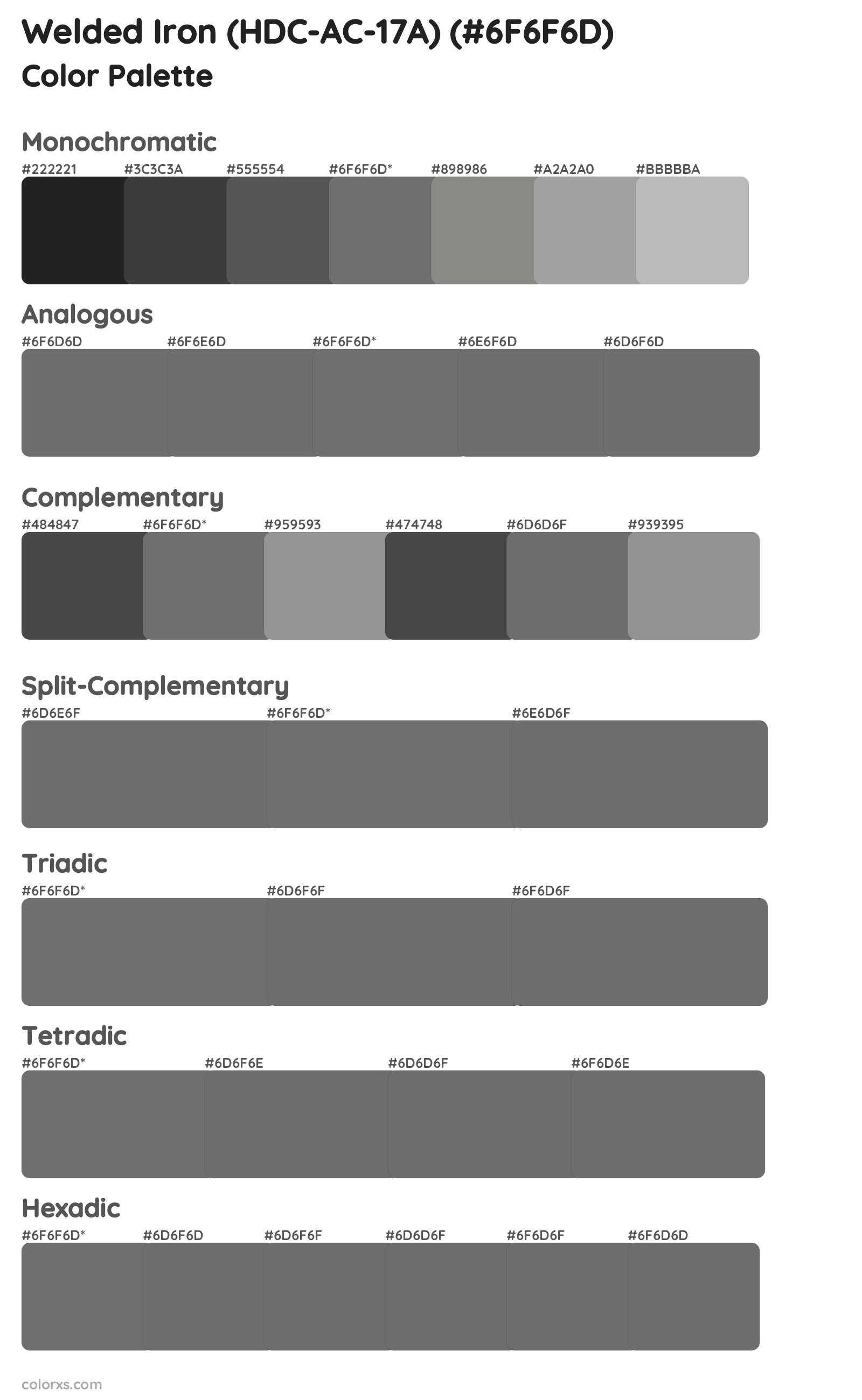 Welded Iron (HDC-AC-17A) Color Scheme Palettes