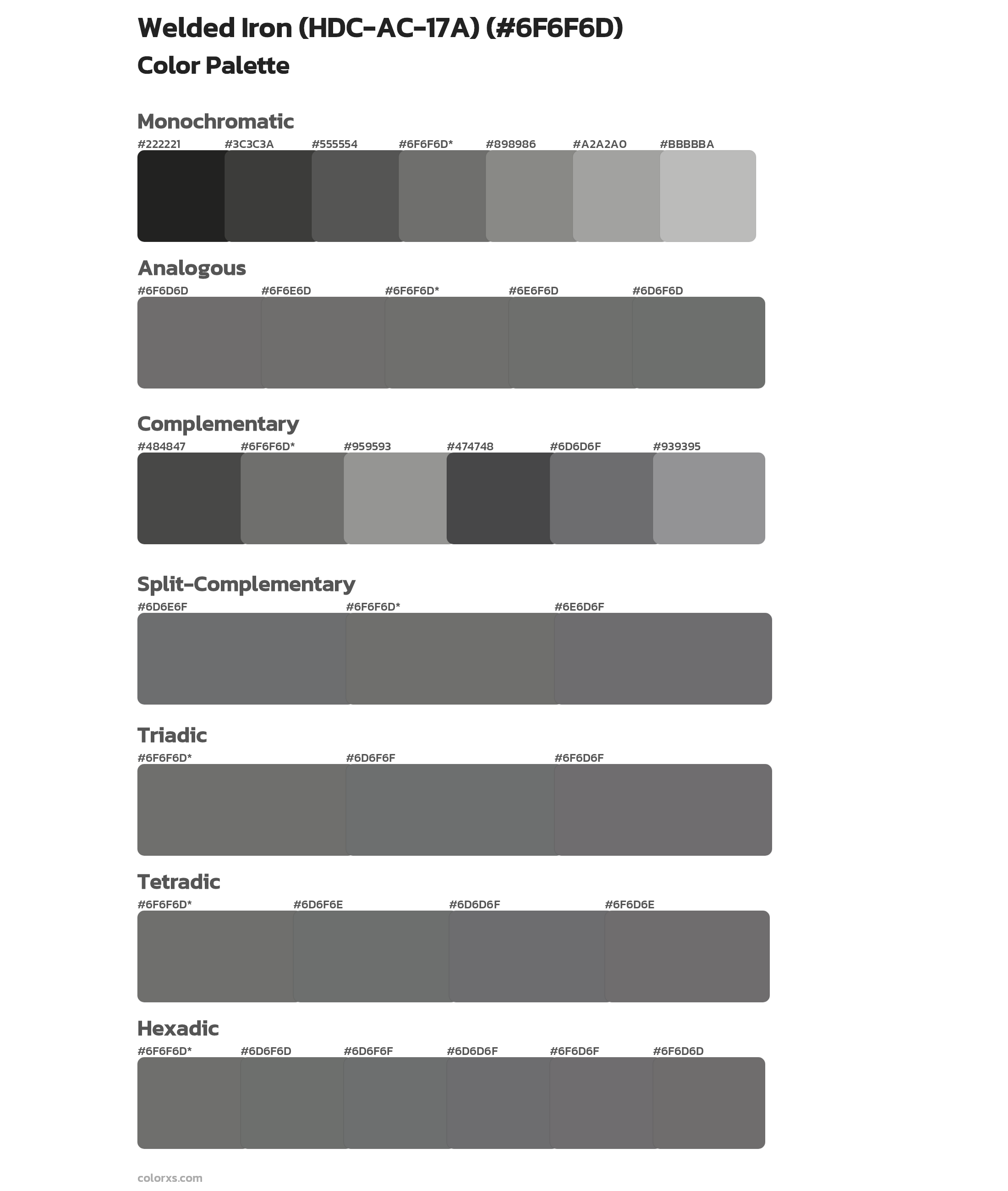 Welded Iron (HDC-AC-17A) Color Scheme Palettes