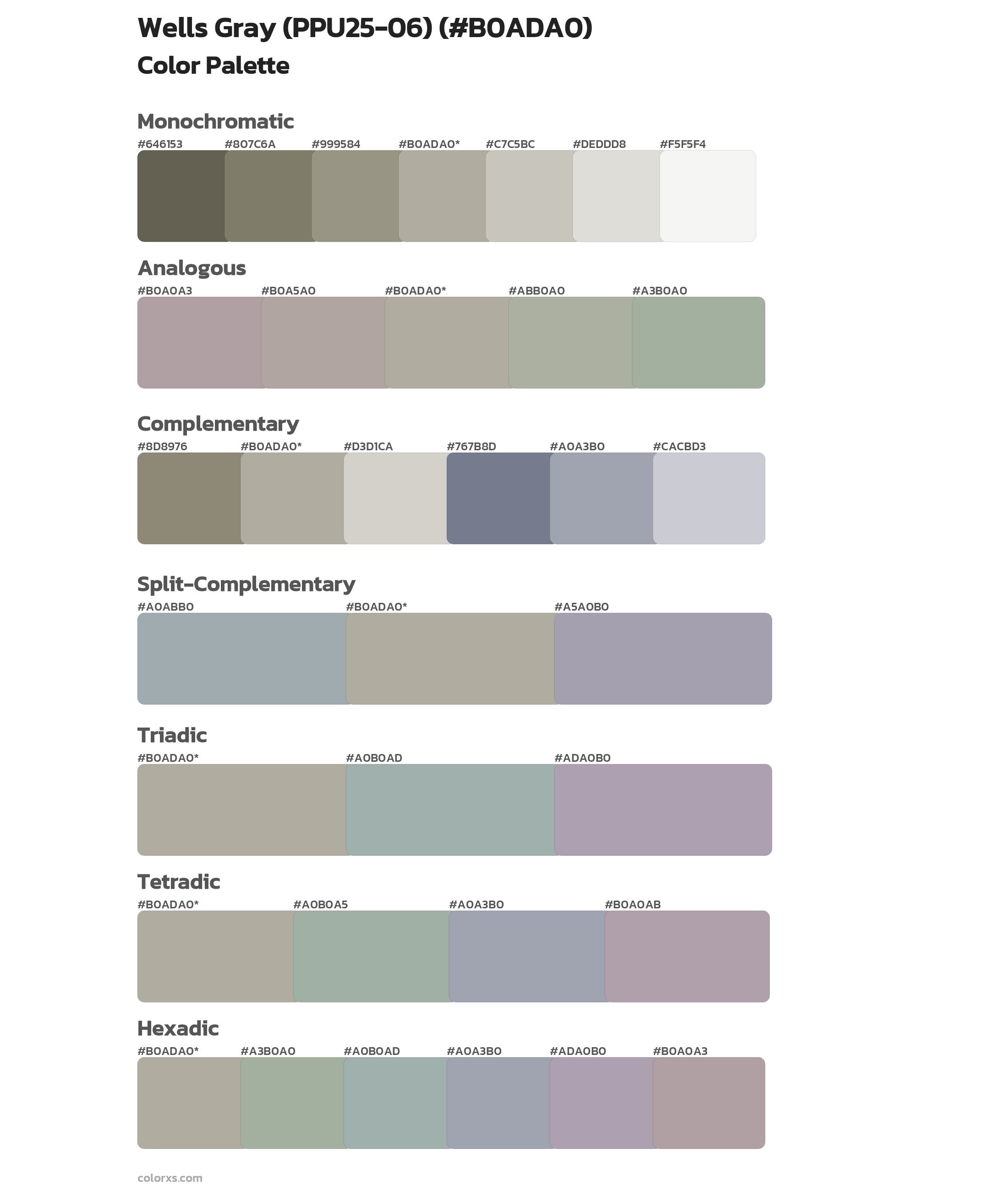 Wells Gray (PPU25-06) Color Scheme Palettes