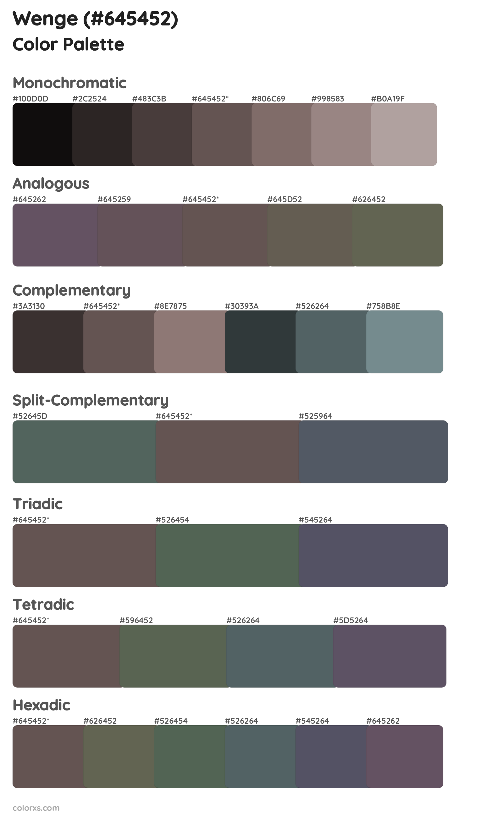 Wenge Color Scheme Palettes