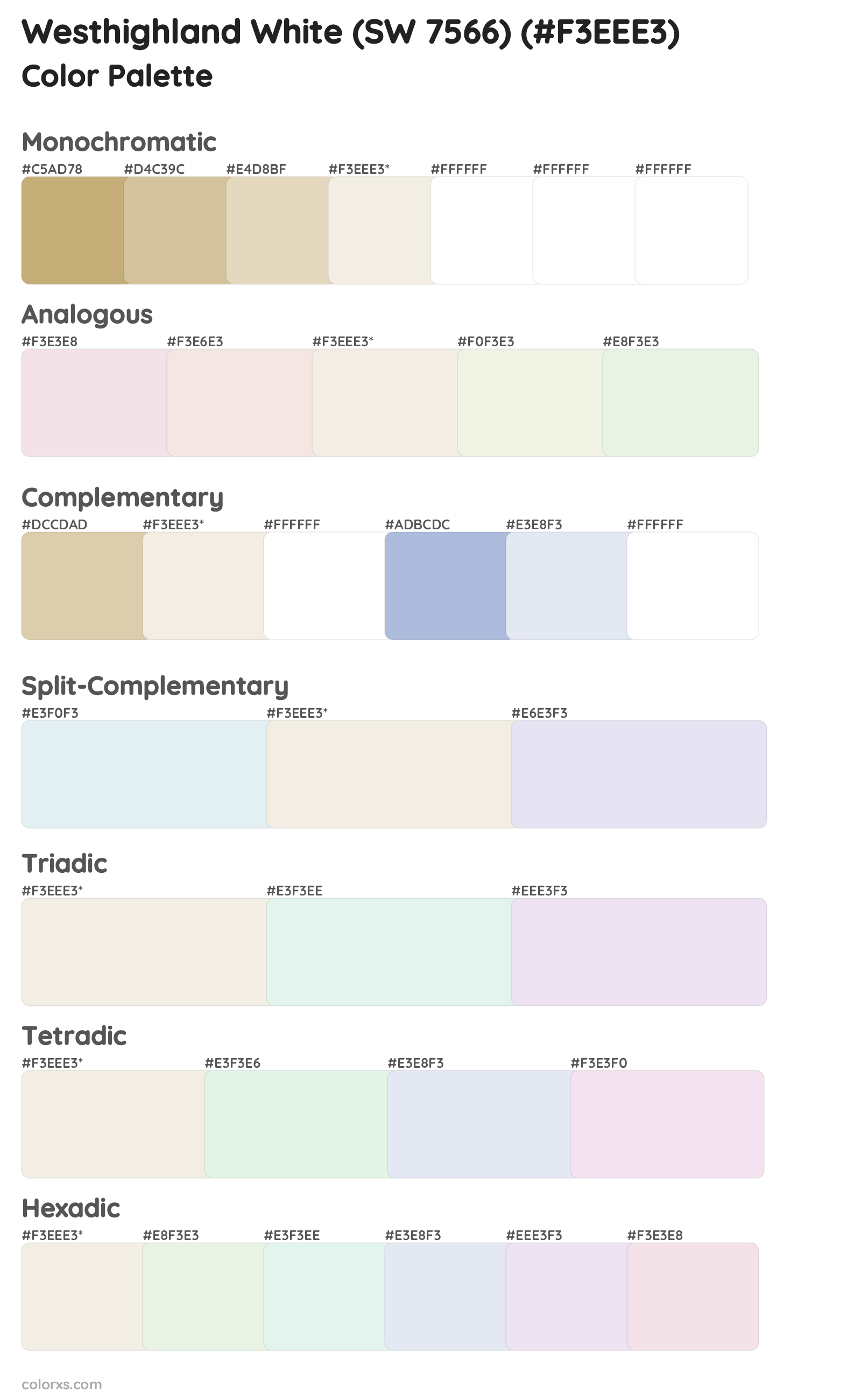Westhighland White (SW 7566) Color Scheme Palettes