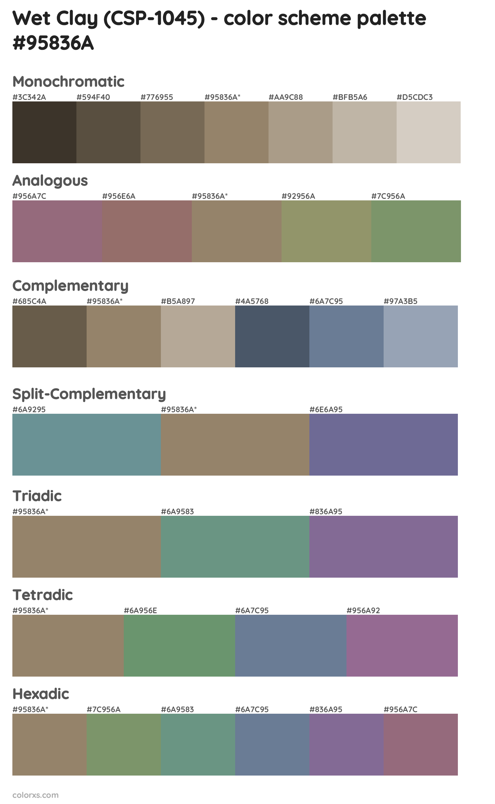 Wet Clay (CSP-1045) Color Scheme Palettes