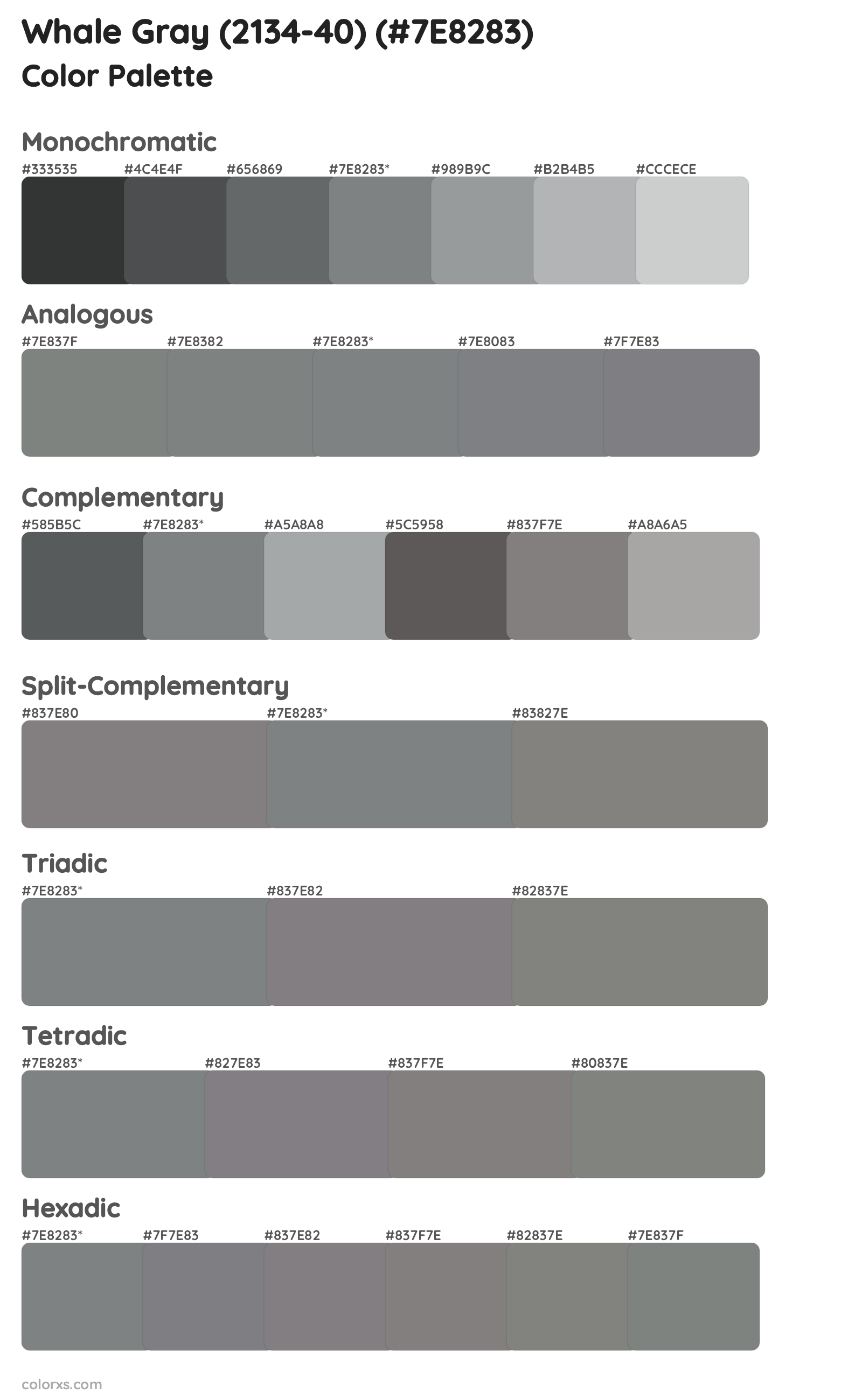 Whale Gray (2134-40) Color Scheme Palettes