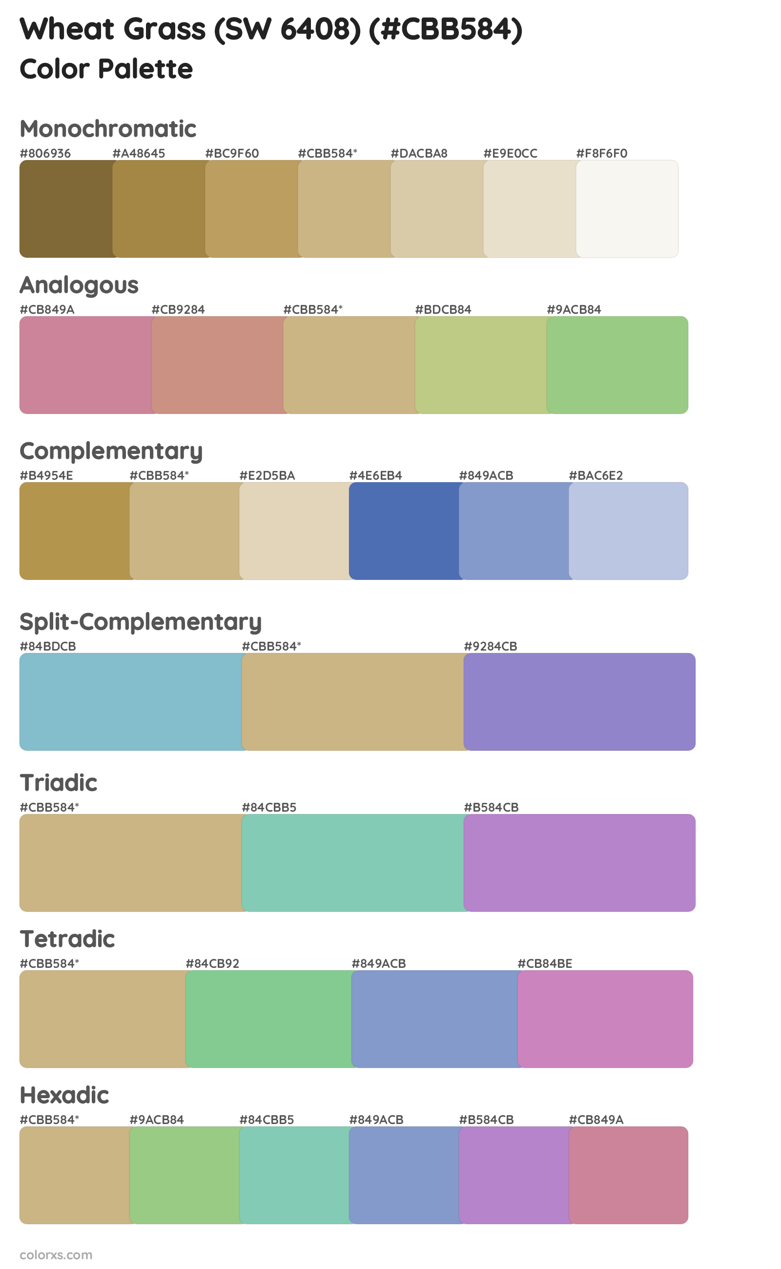 Wheat Grass (SW 6408) Color Scheme Palettes