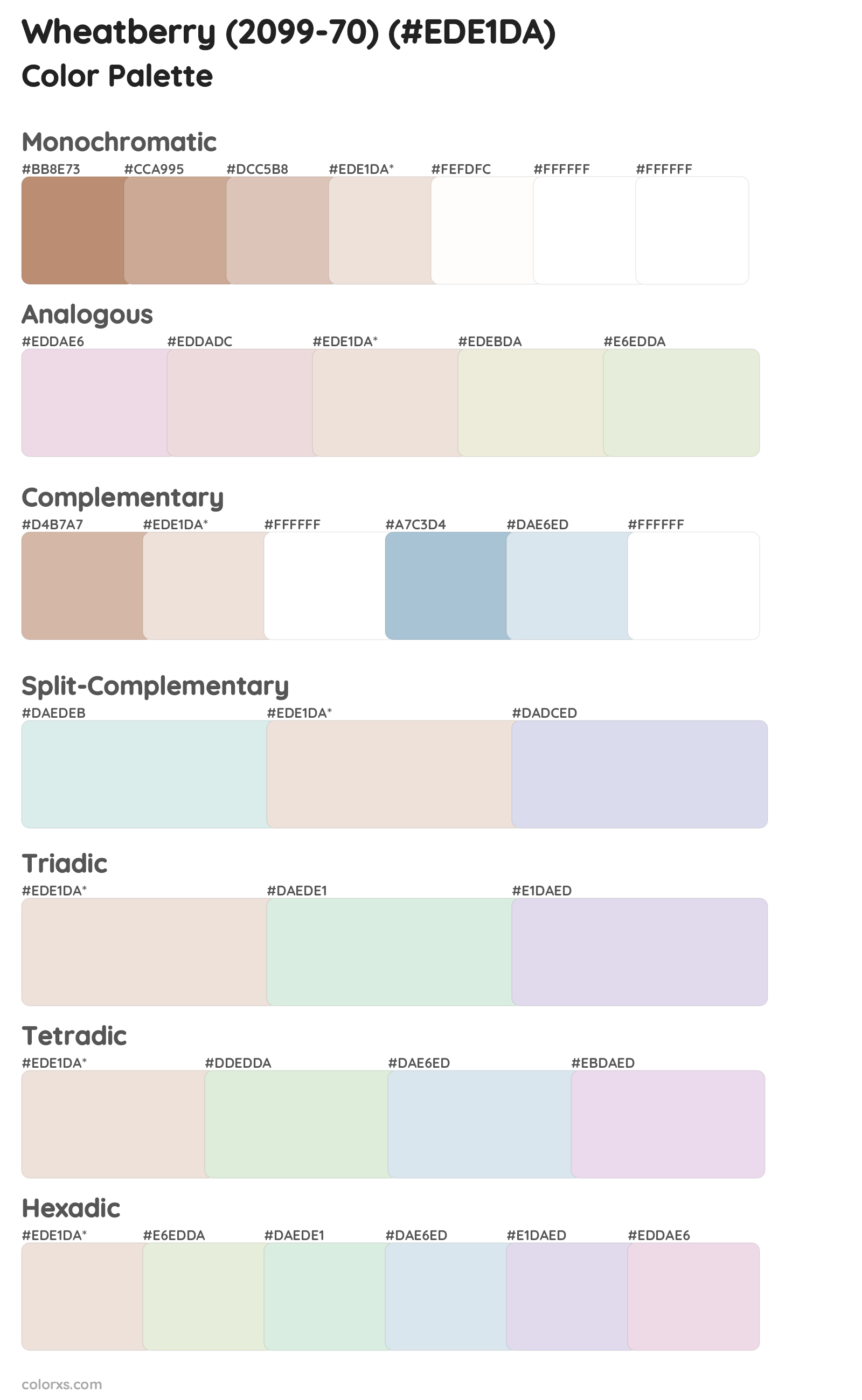 Wheatberry (2099-70) Color Scheme Palettes