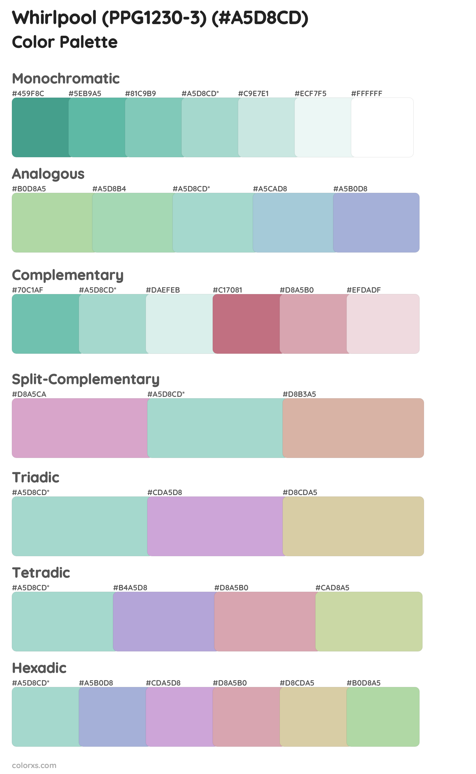 Whirlpool (PPG1230-3) Color Scheme Palettes