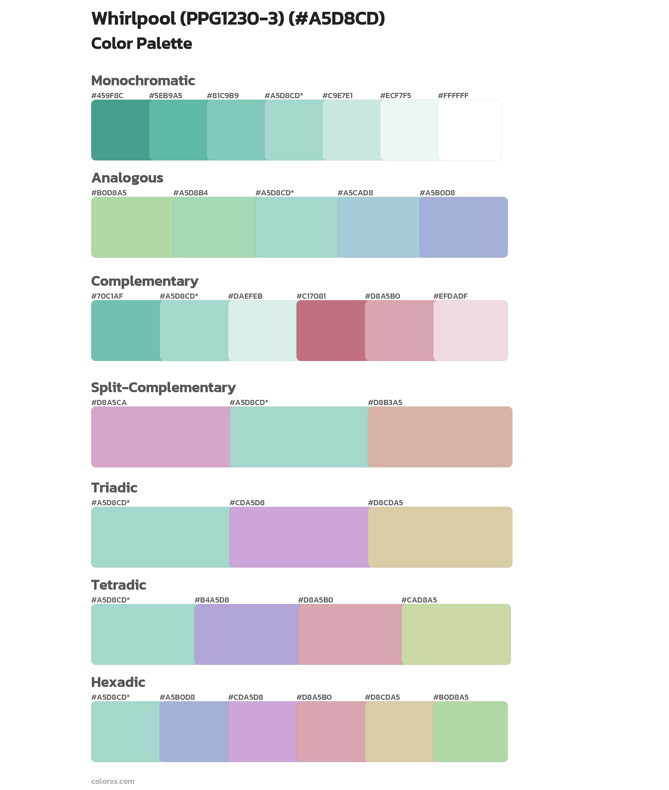 Whirlpool (PPG1230-3) Color Scheme Palettes