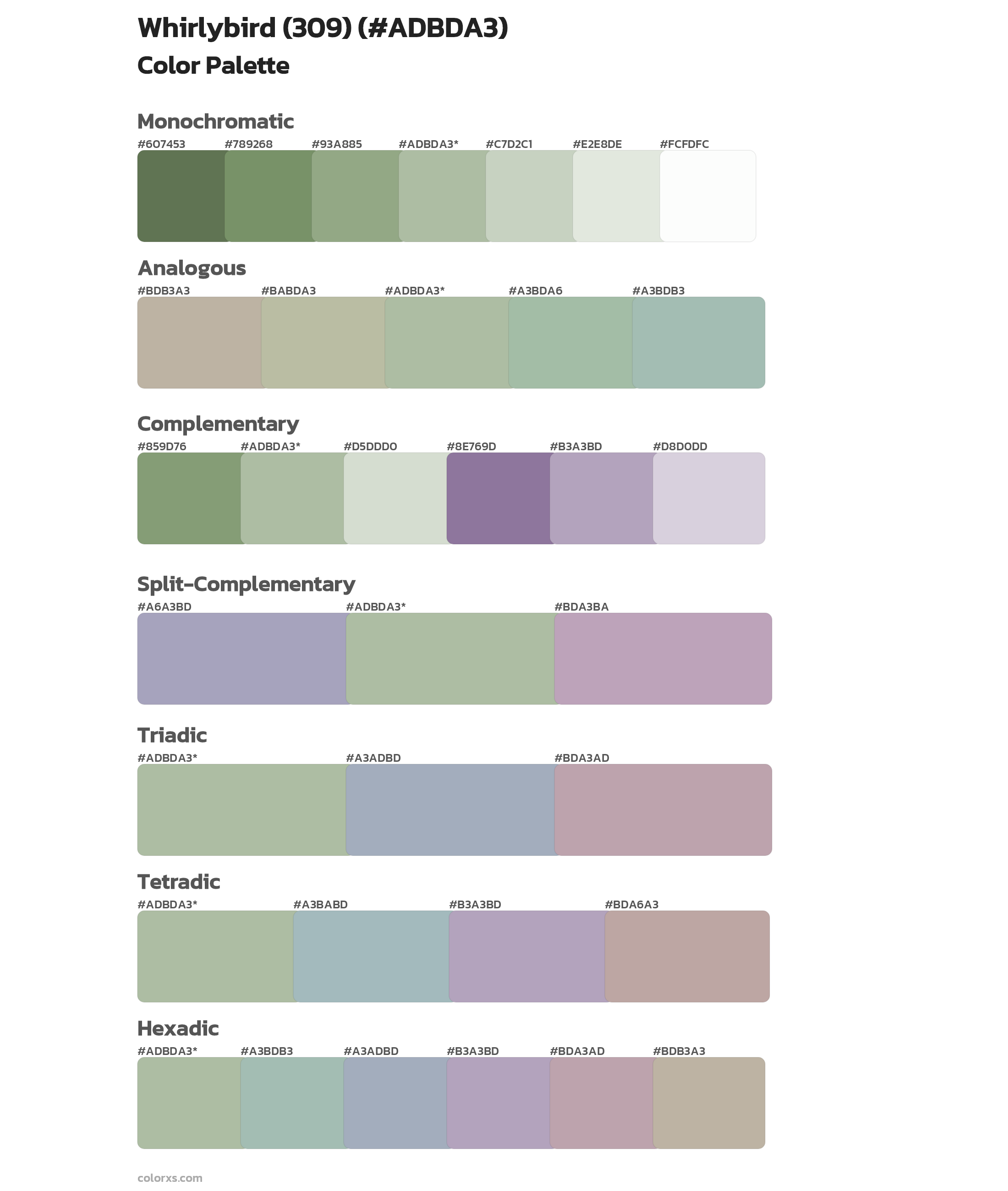 Whirlybird (309) Color Scheme Palettes