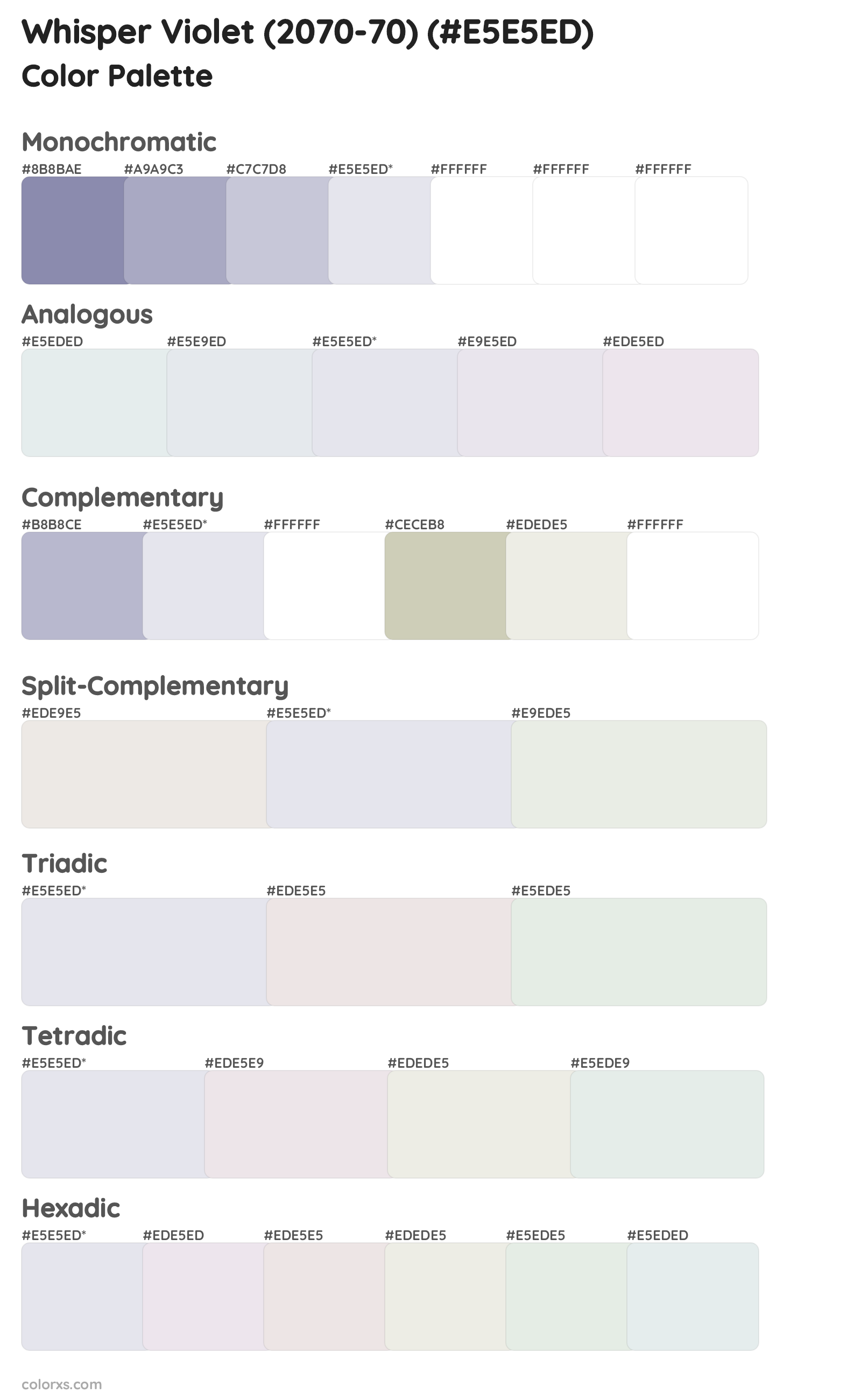 Whisper Violet (2070-70) Color Scheme Palettes