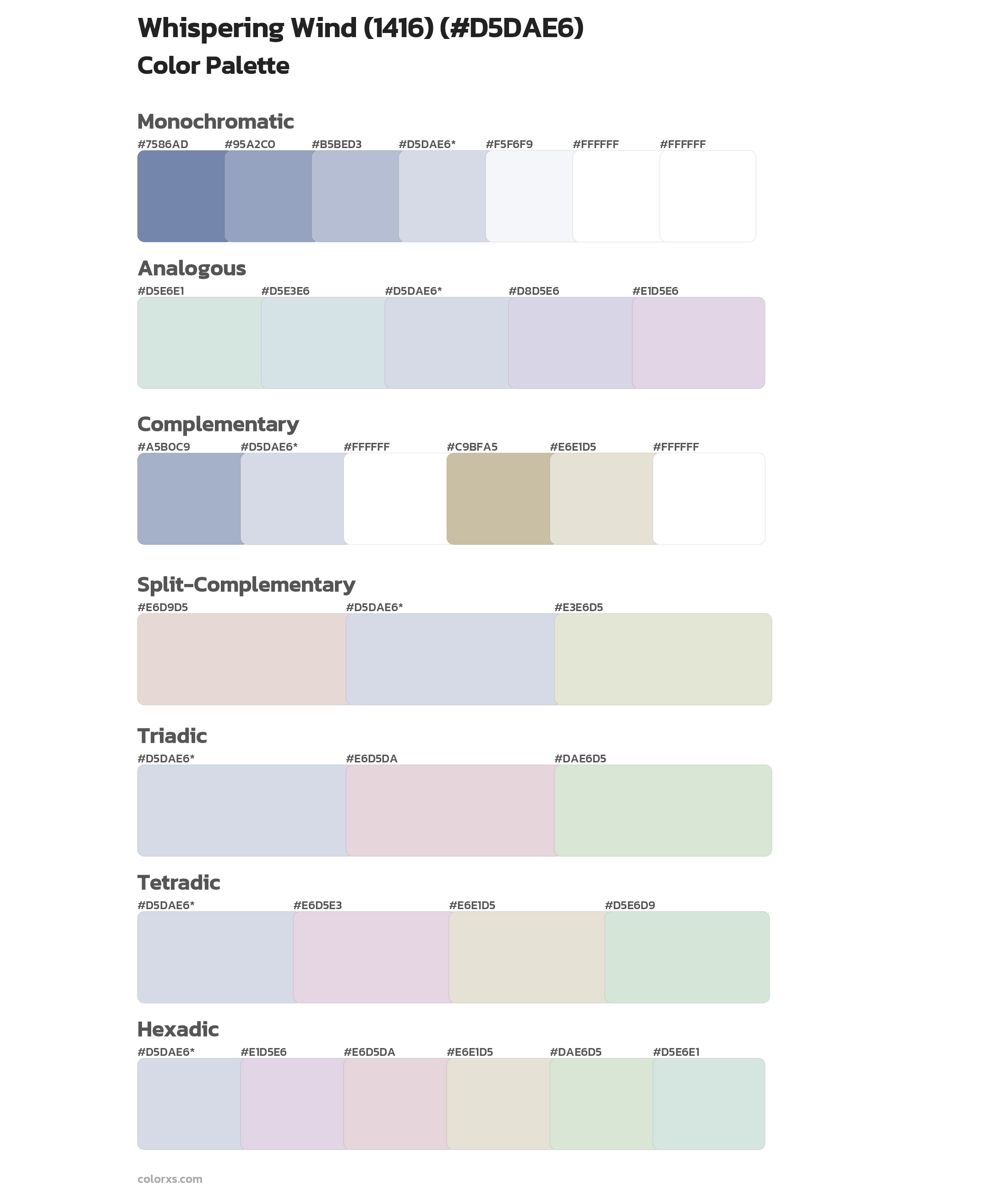 Whispering Wind (1416) Color Scheme Palettes
