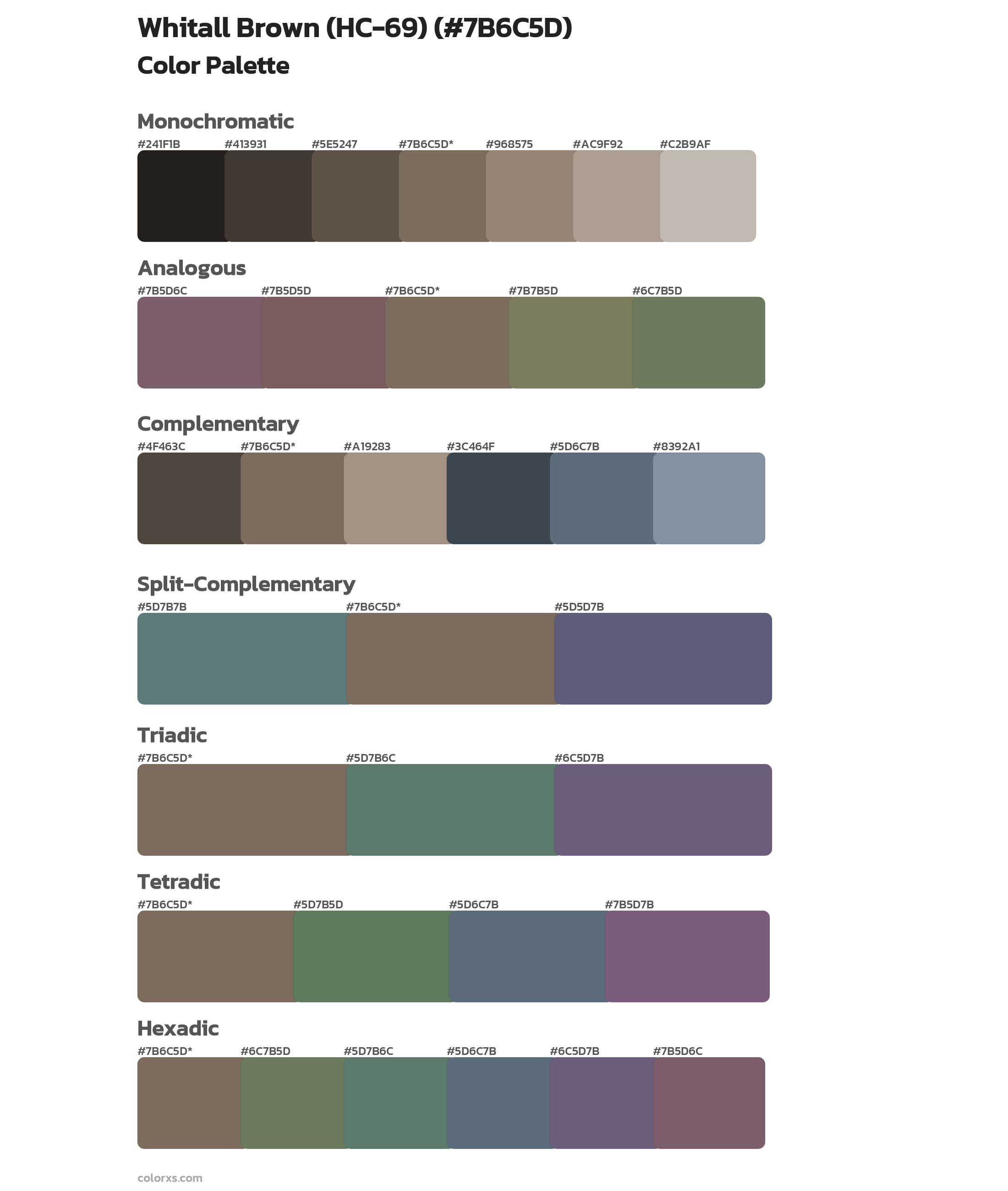 Whitall Brown (HC-69) Color Scheme Palettes