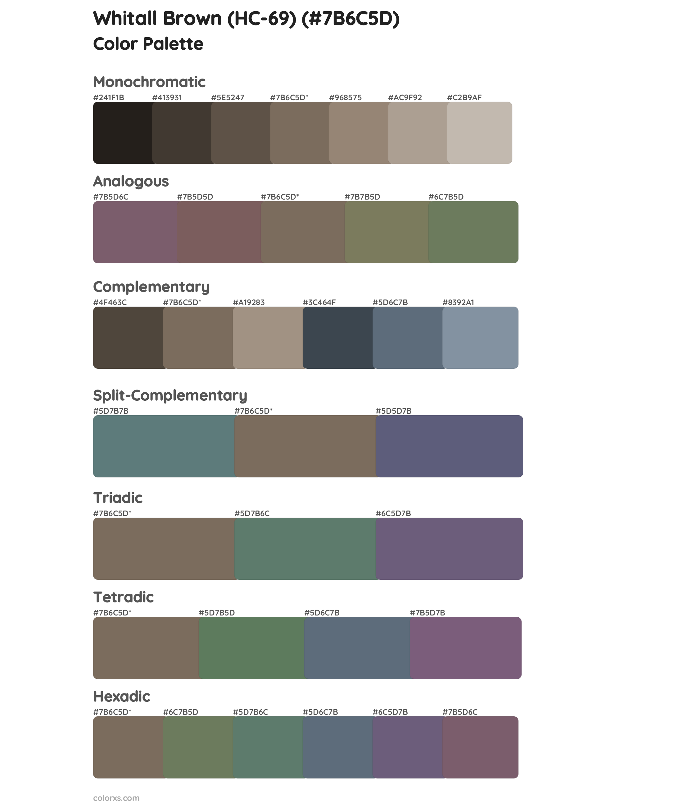 Whitall Brown (HC-69) Color Scheme Palettes