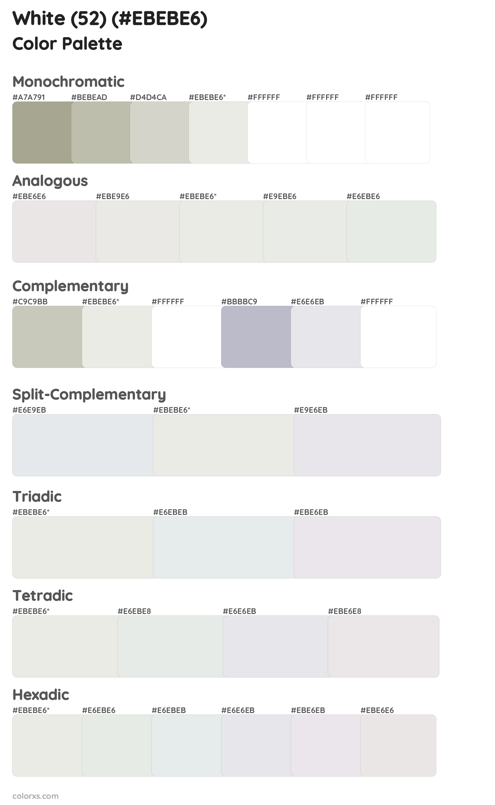 White (52) Color Scheme Palettes