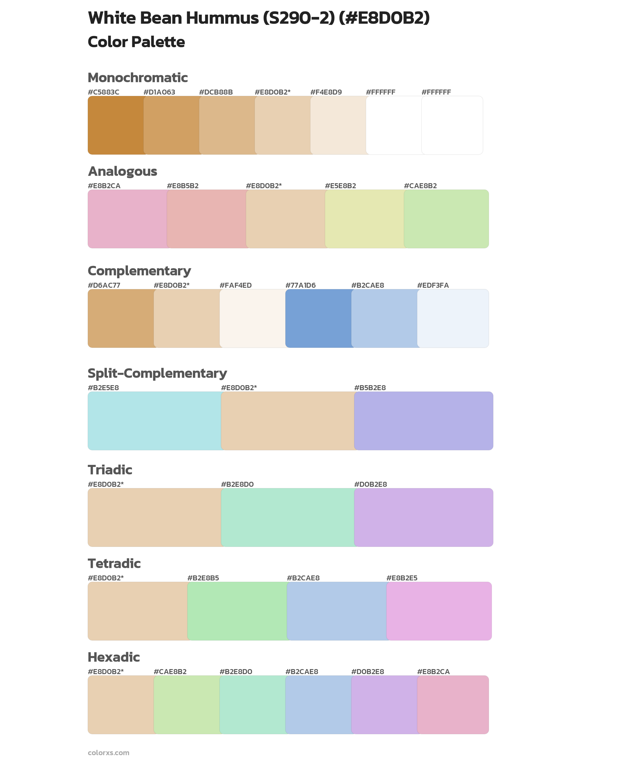 White Bean Hummus (S290-2) Color Scheme Palettes