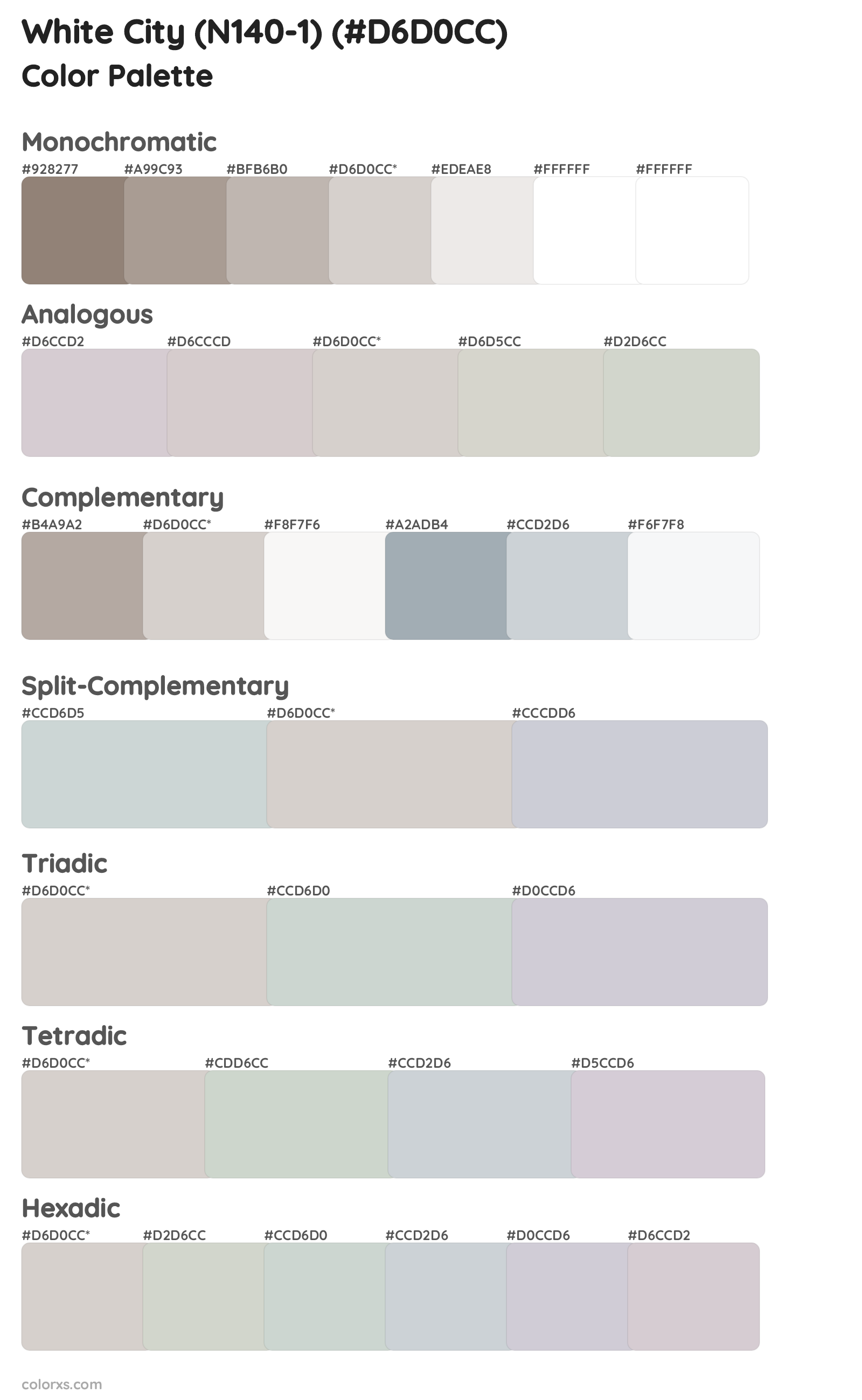 White City (N140-1) Color Scheme Palettes