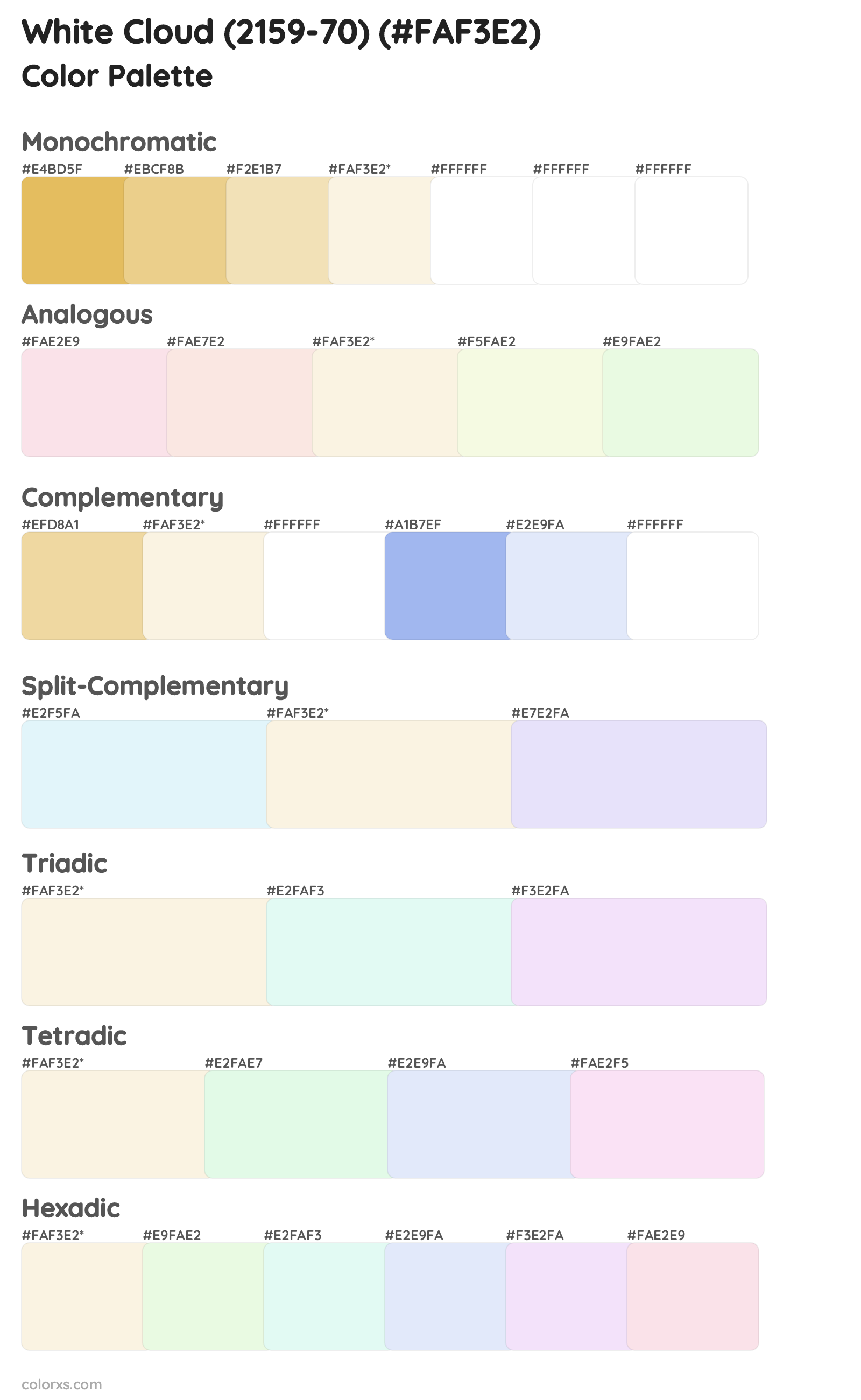White Cloud (2159-70) Color Scheme Palettes