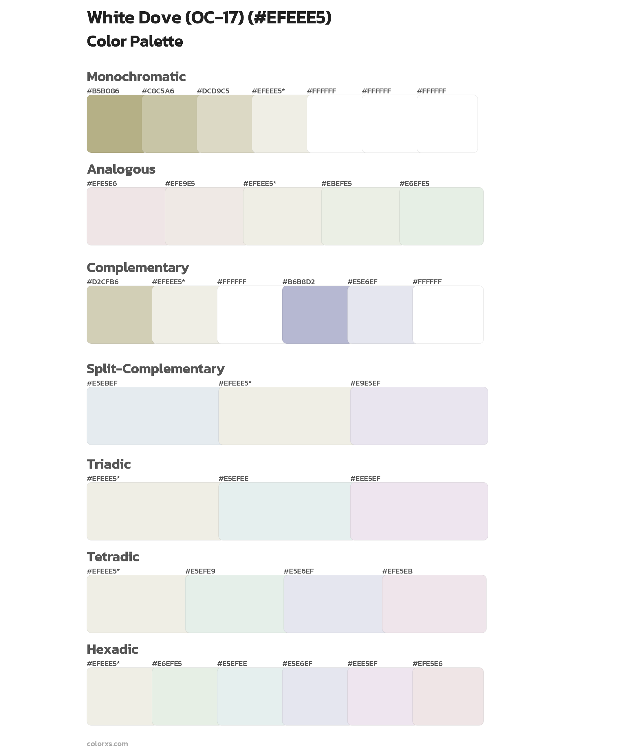 White Dove (OC-17) Color Scheme Palettes