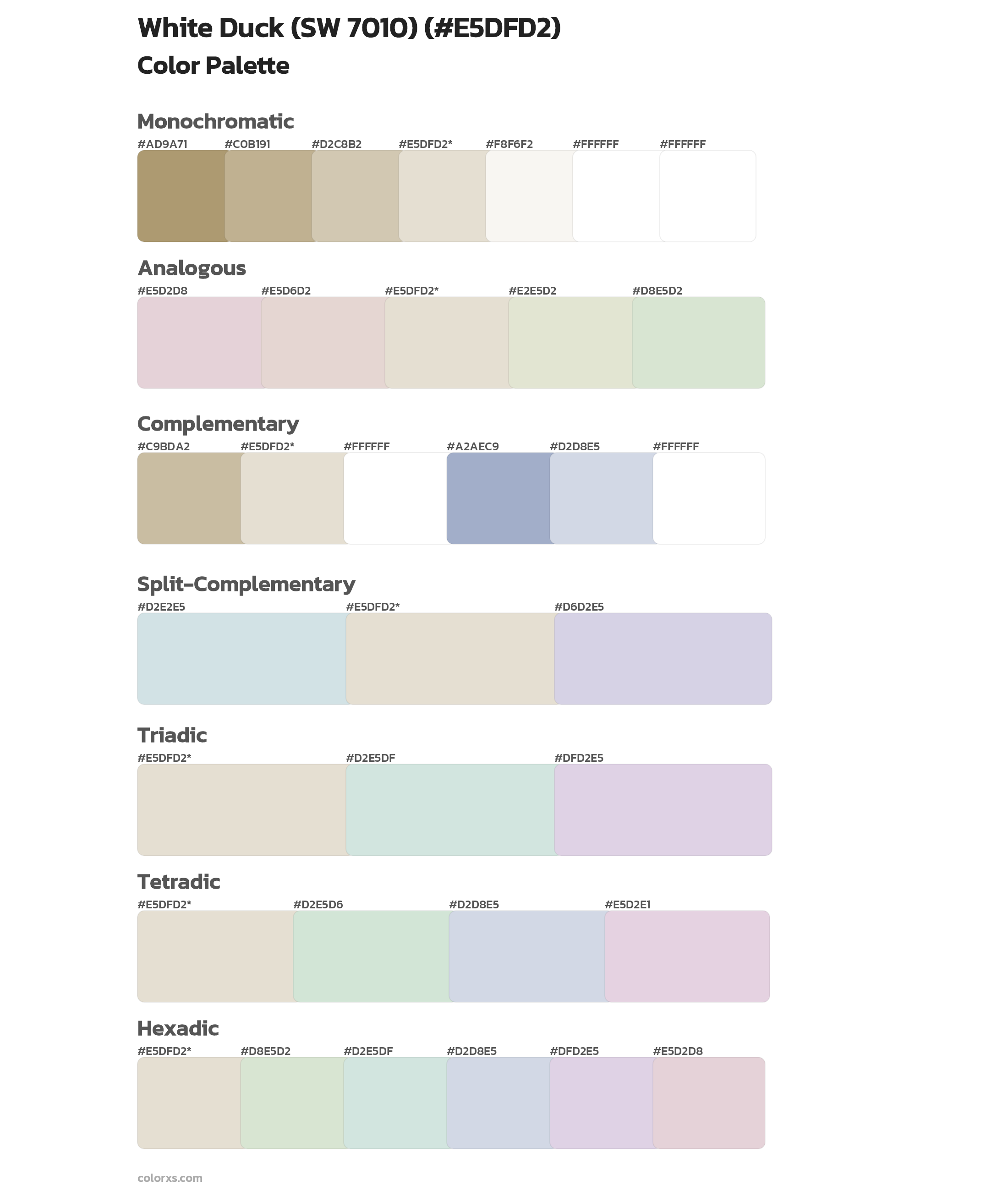 White Duck (SW 7010) Color Scheme Palettes
