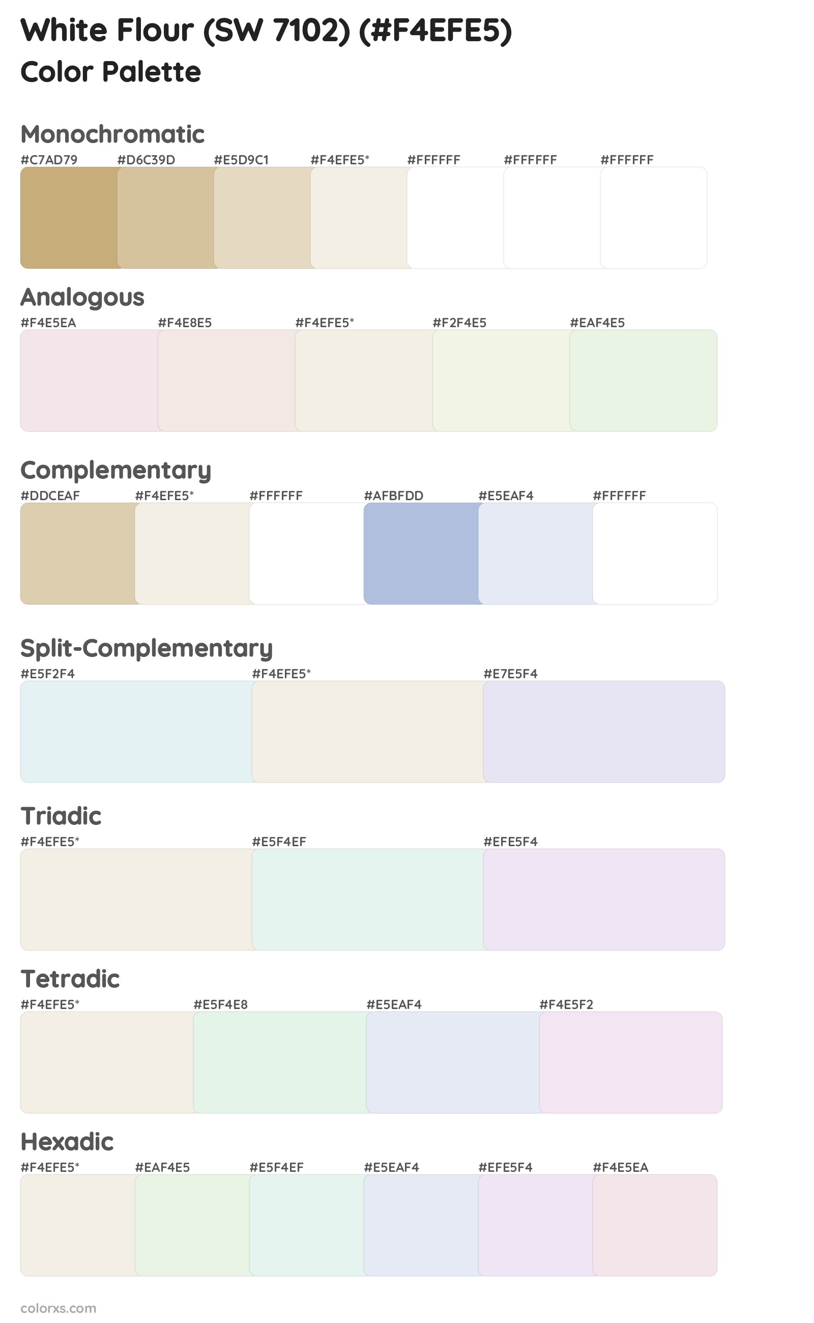 White Flour (SW 7102) Color Scheme Palettes