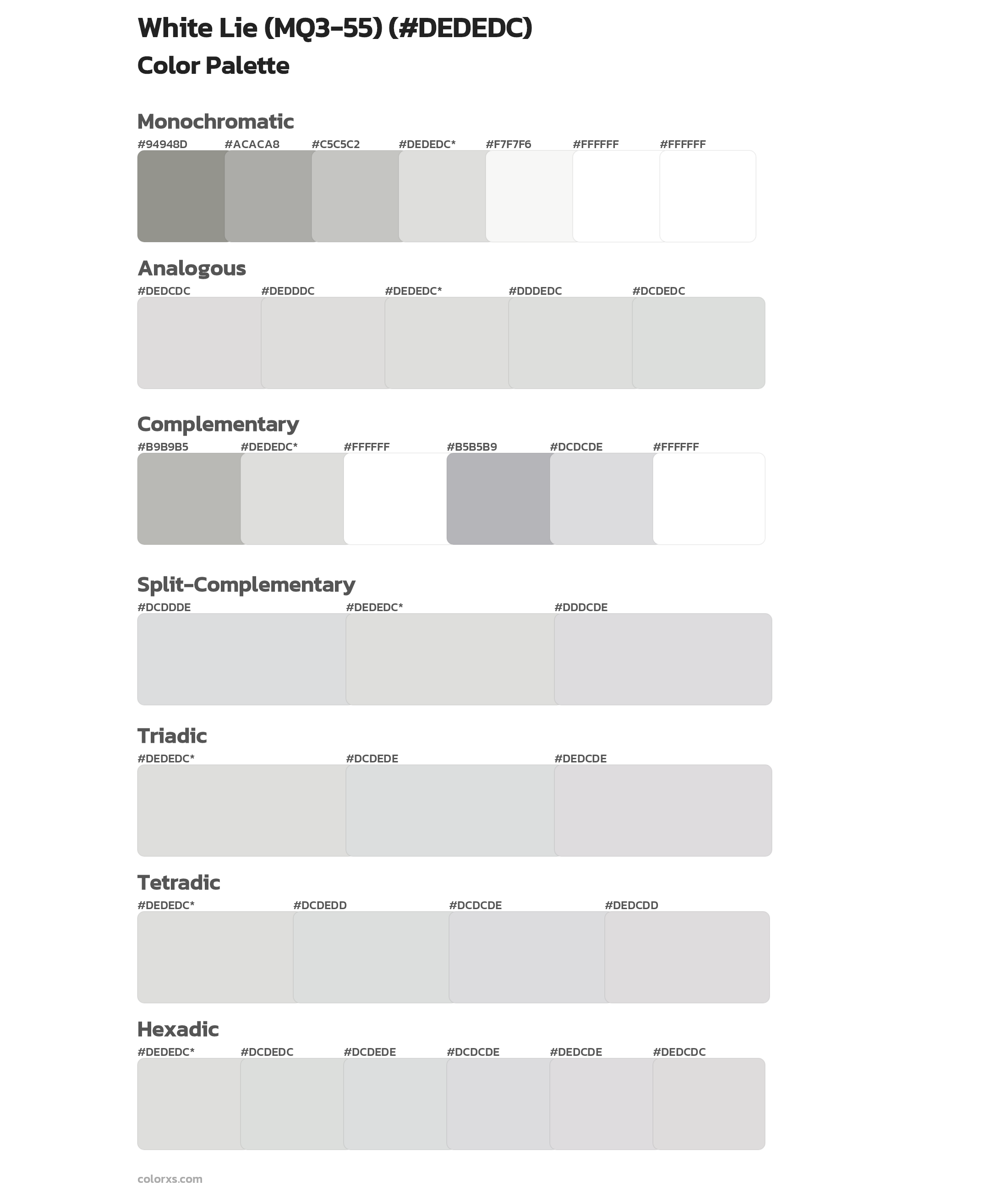 White Lie (MQ3-55) Color Scheme Palettes