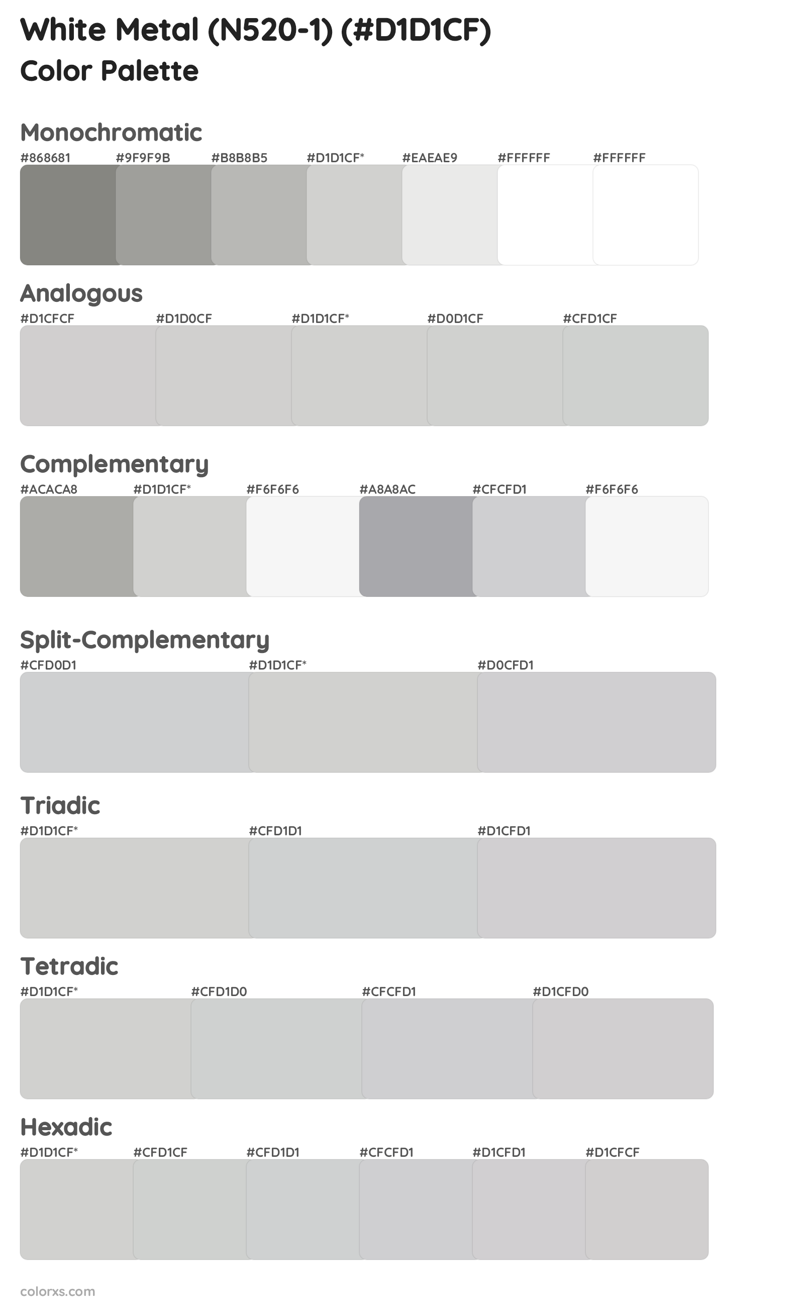 White Metal (N520-1) Color Scheme Palettes