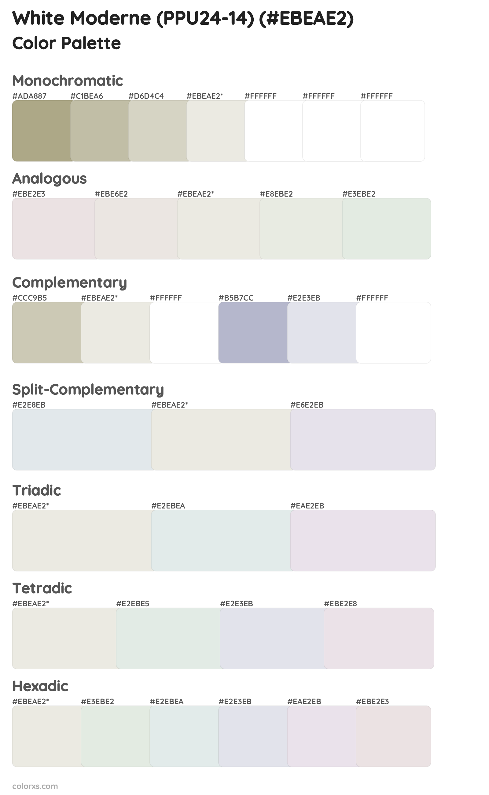 White Moderne (PPU24-14) Color Scheme Palettes