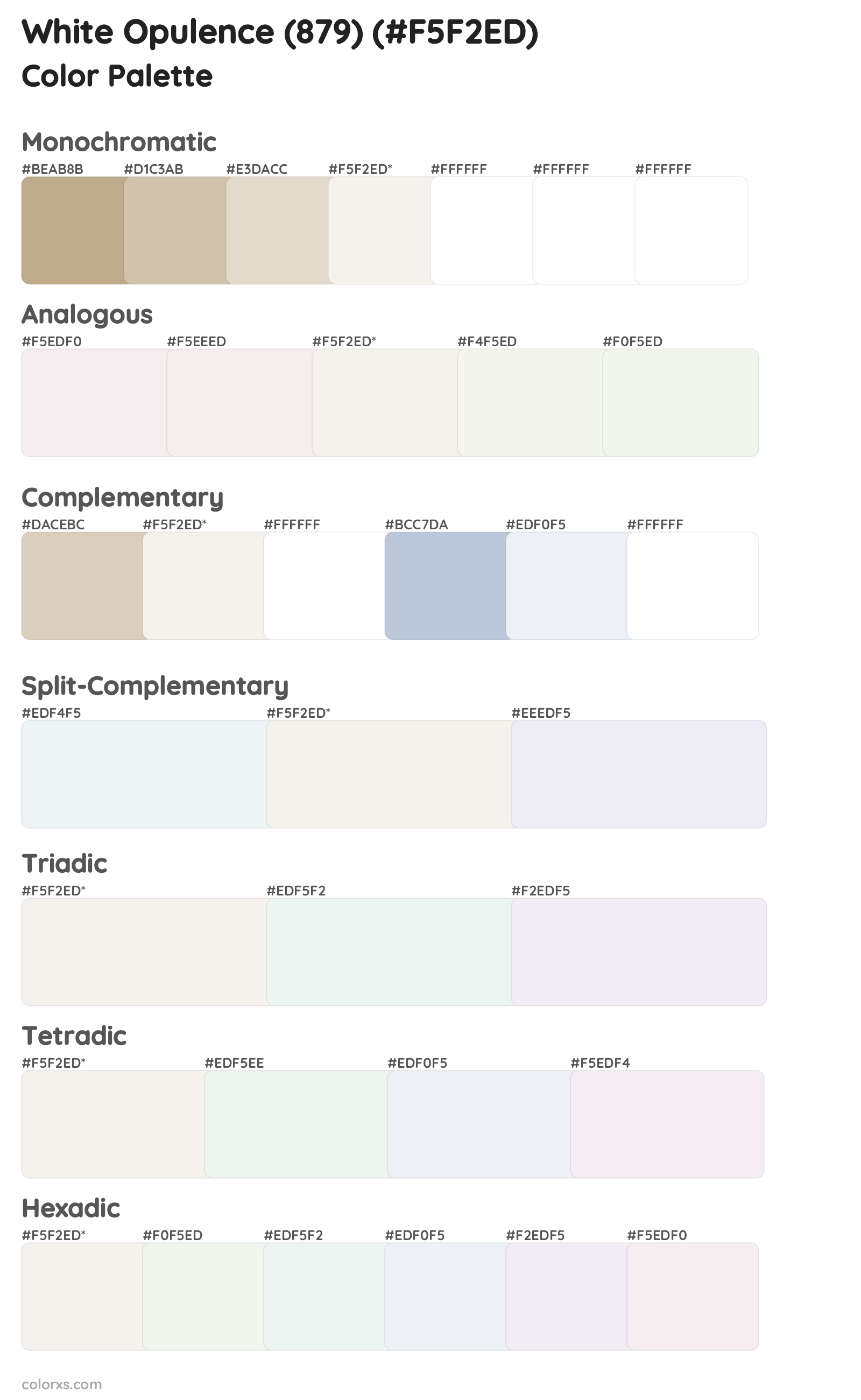 White Opulence (879) Color Scheme Palettes