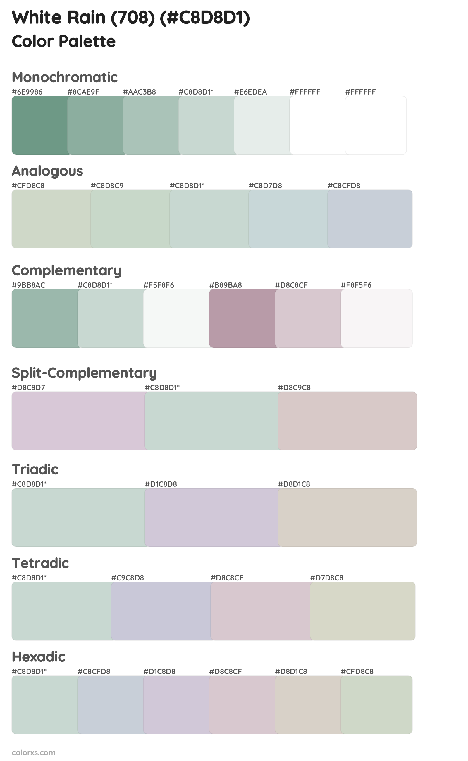 White Rain (708) Color Scheme Palettes