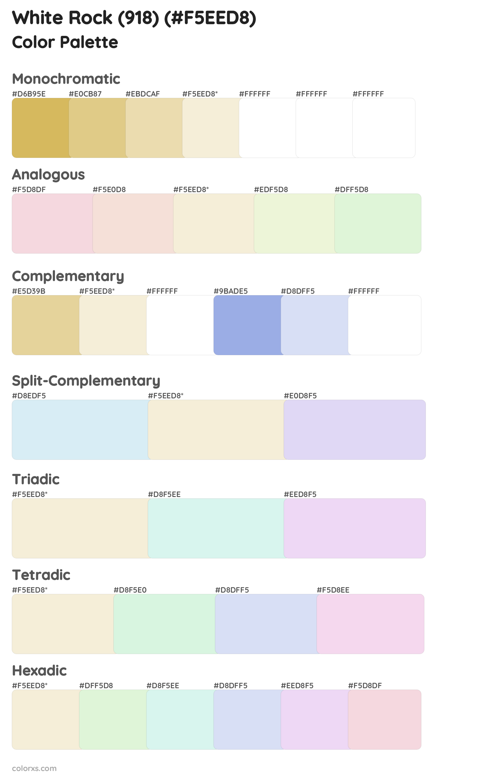 White Rock (918) Color Scheme Palettes