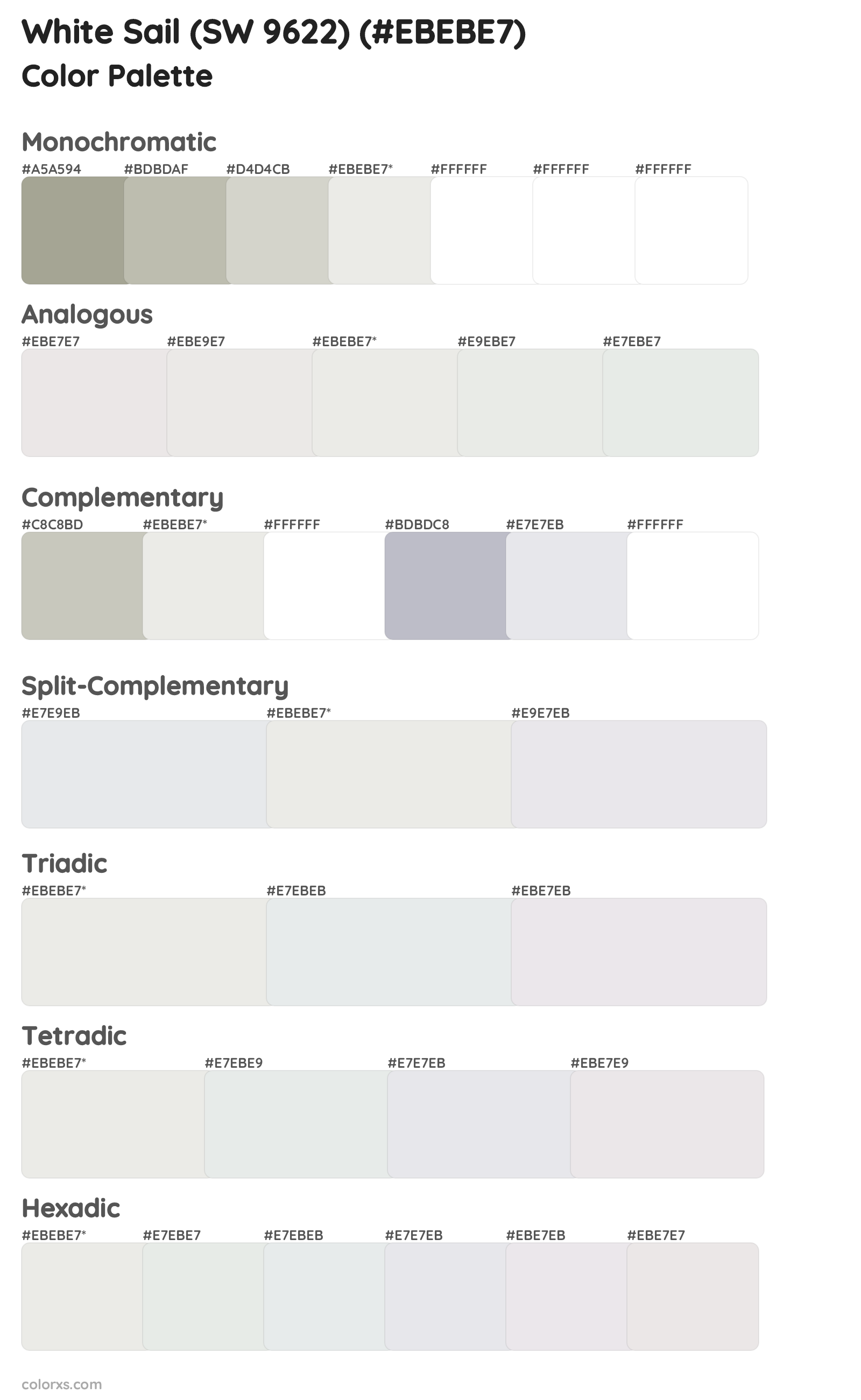 White Sail (SW 9622) Color Scheme Palettes