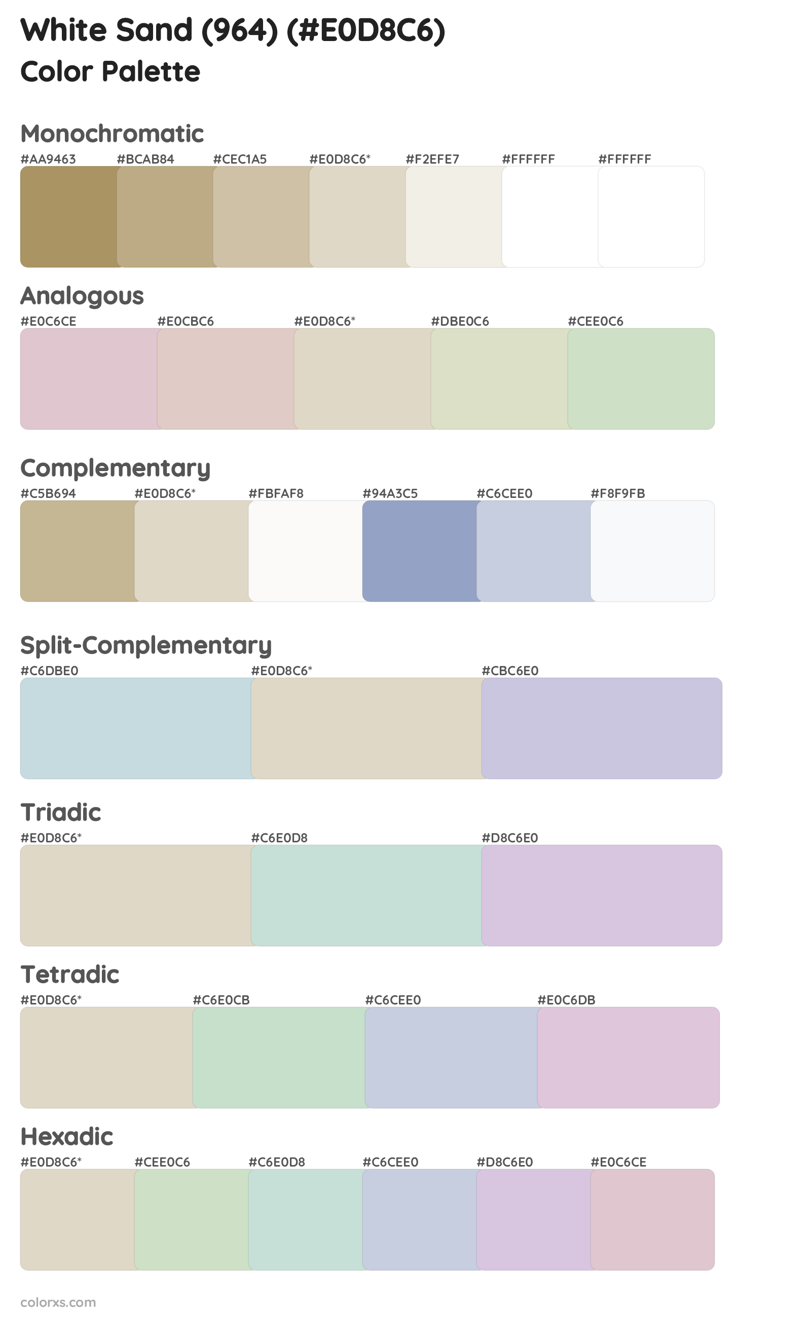 White Sand (964) Color Scheme Palettes