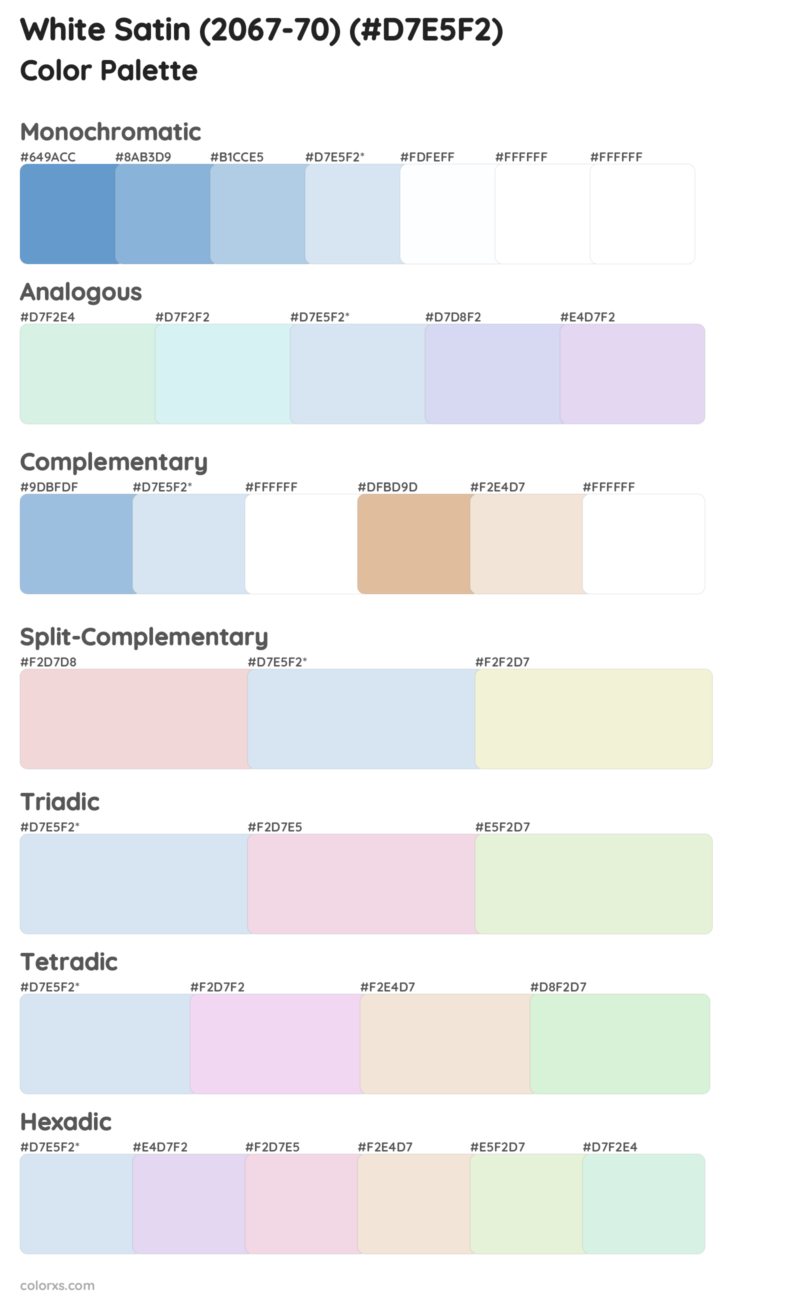 White Satin (2067-70) Color Scheme Palettes