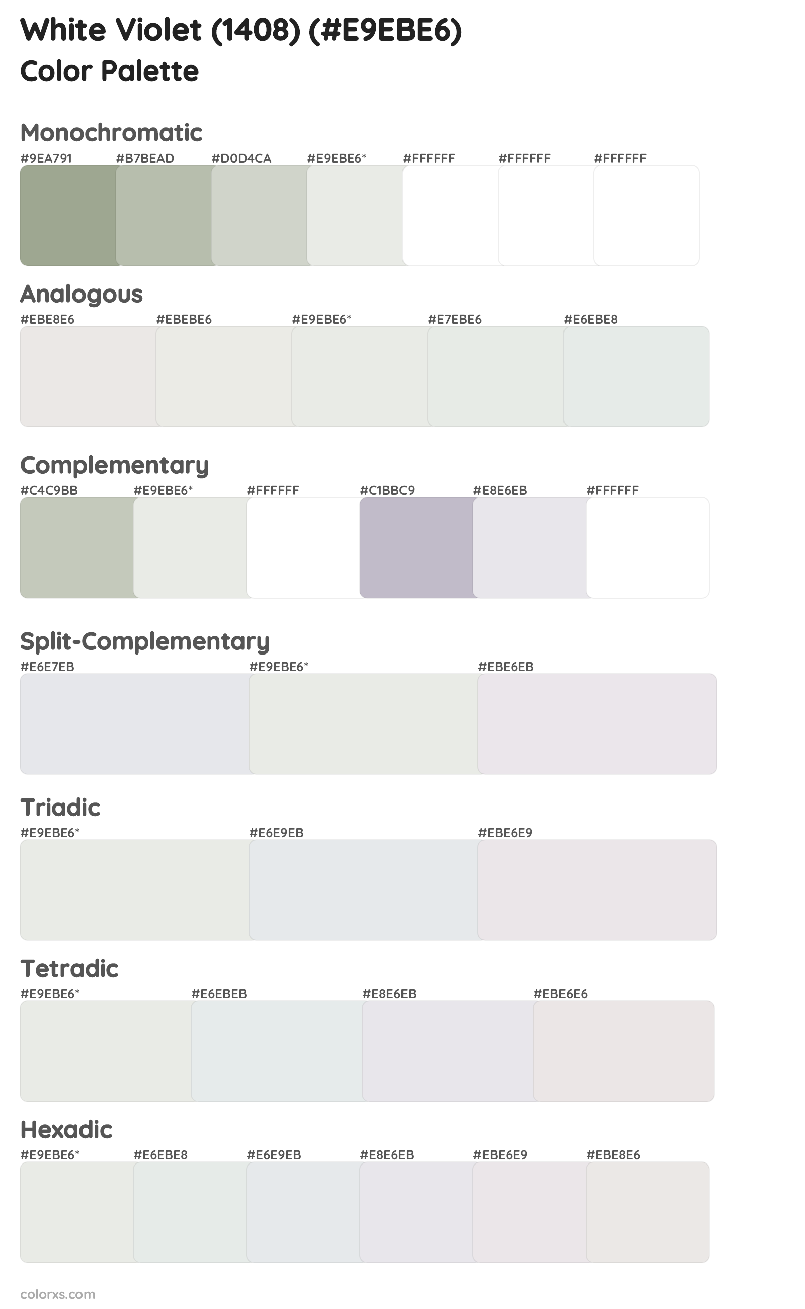 White Violet (1408) Color Scheme Palettes