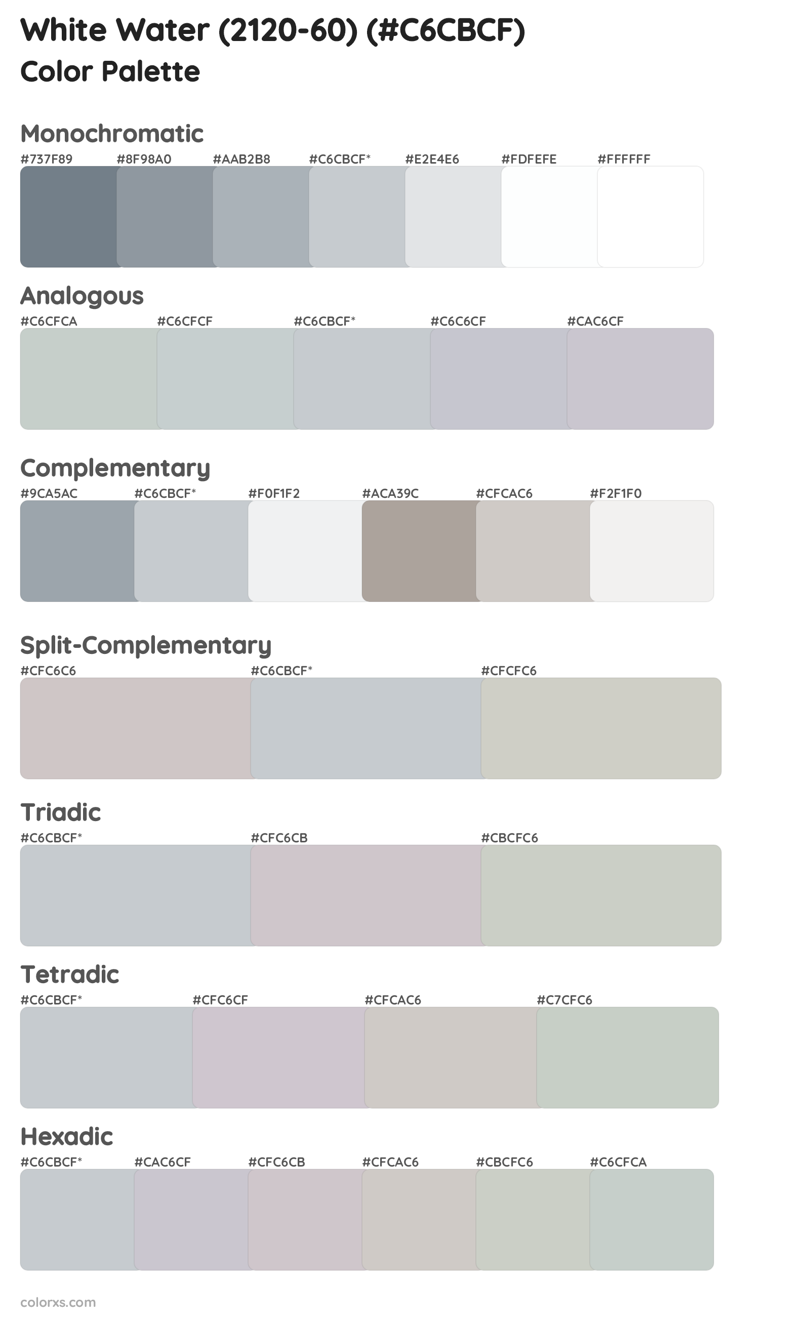 White Water (2120-60) Color Scheme Palettes