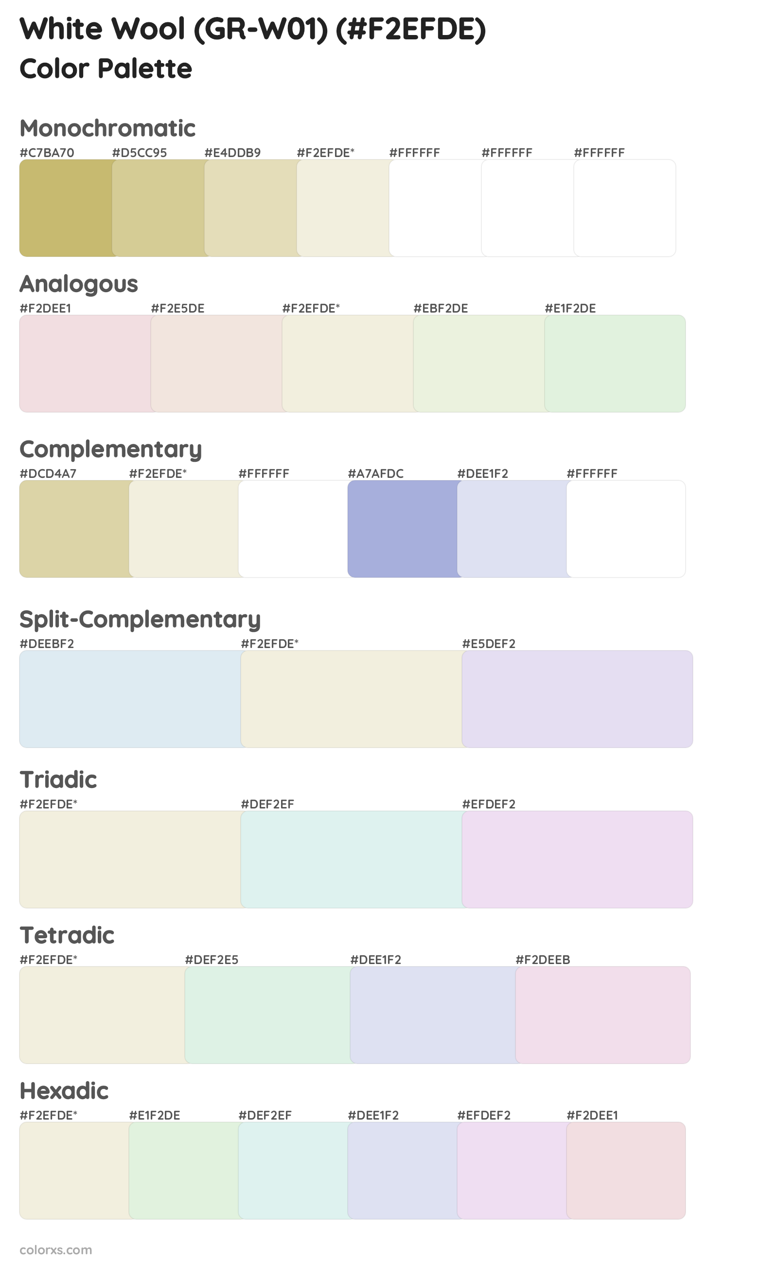 White Wool (GR-W01) Color Scheme Palettes