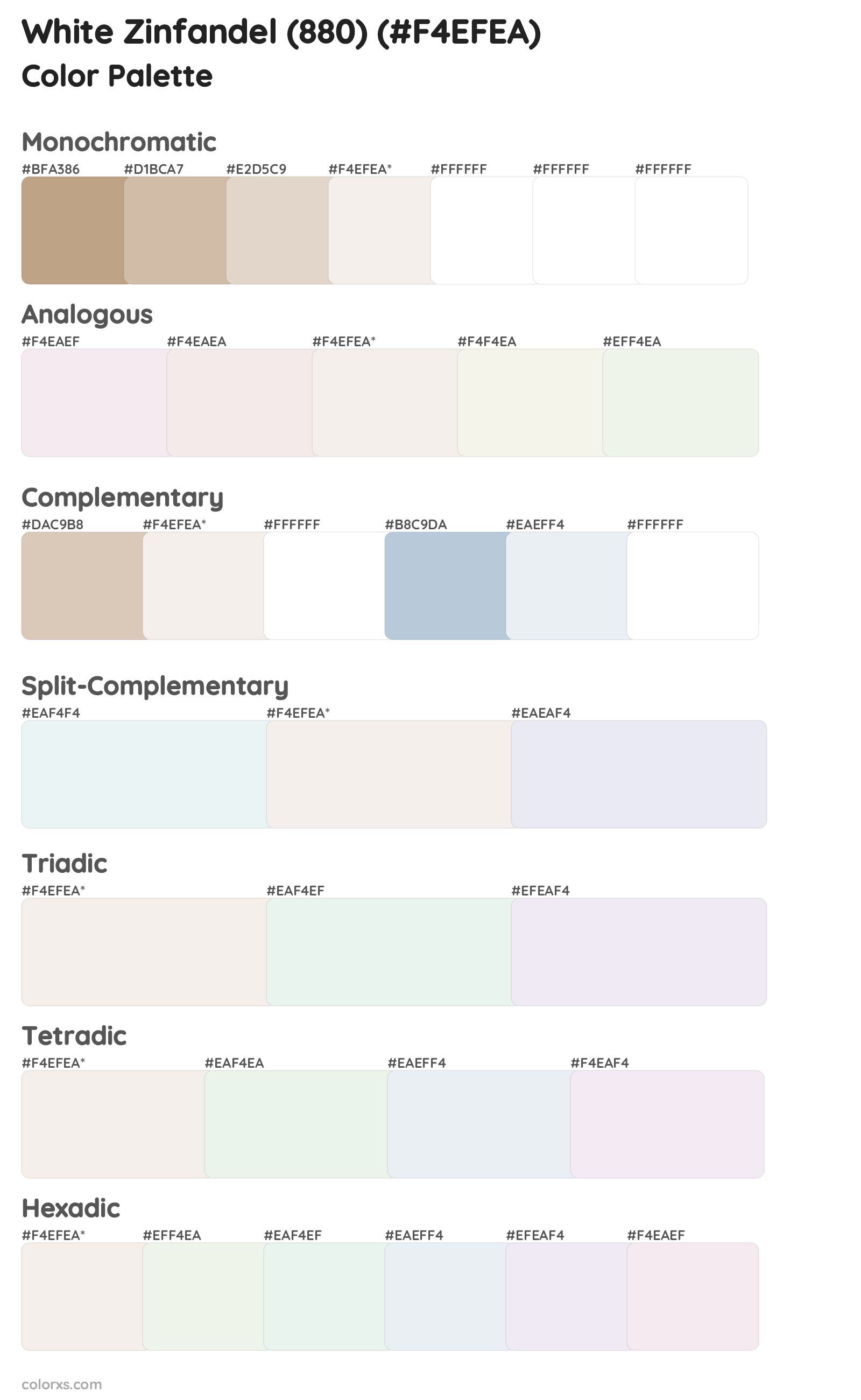 White Zinfandel (880) Color Scheme Palettes