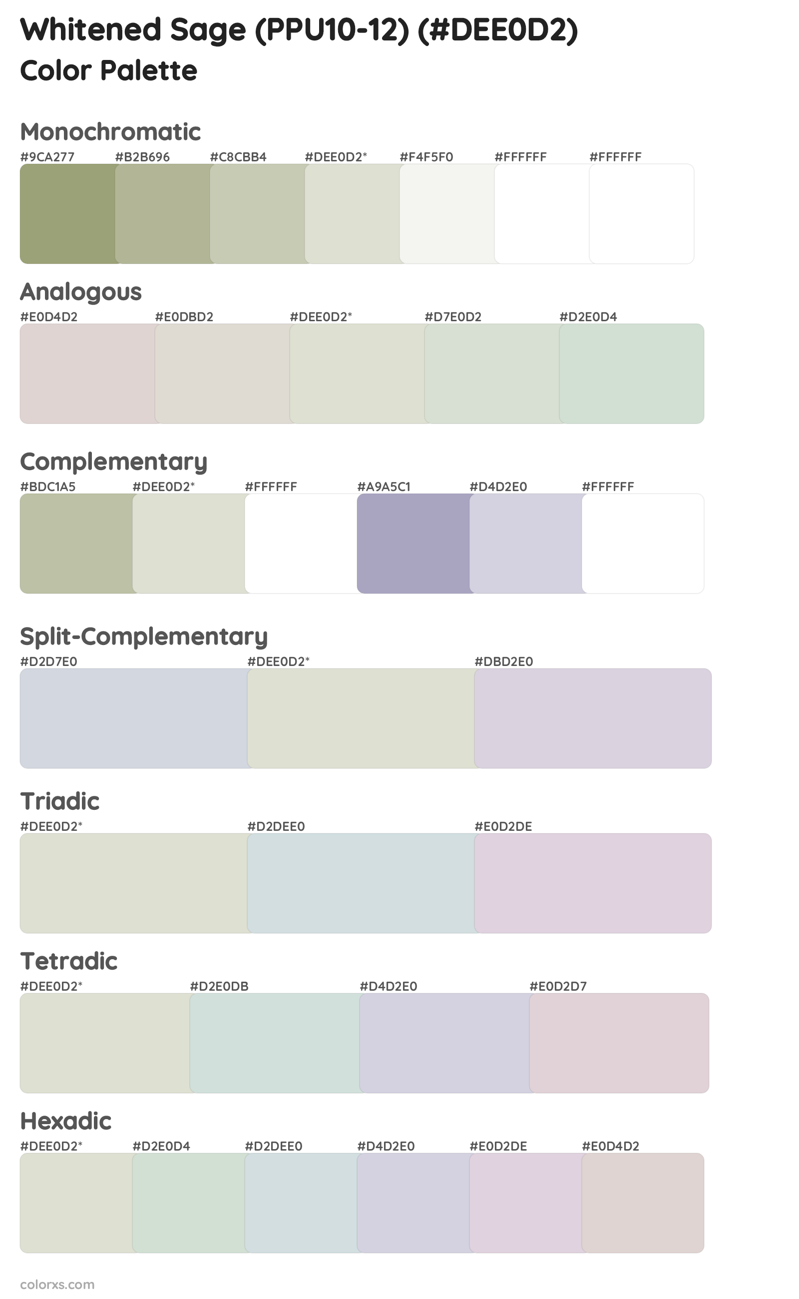 Whitened Sage (PPU10-12) Color Scheme Palettes