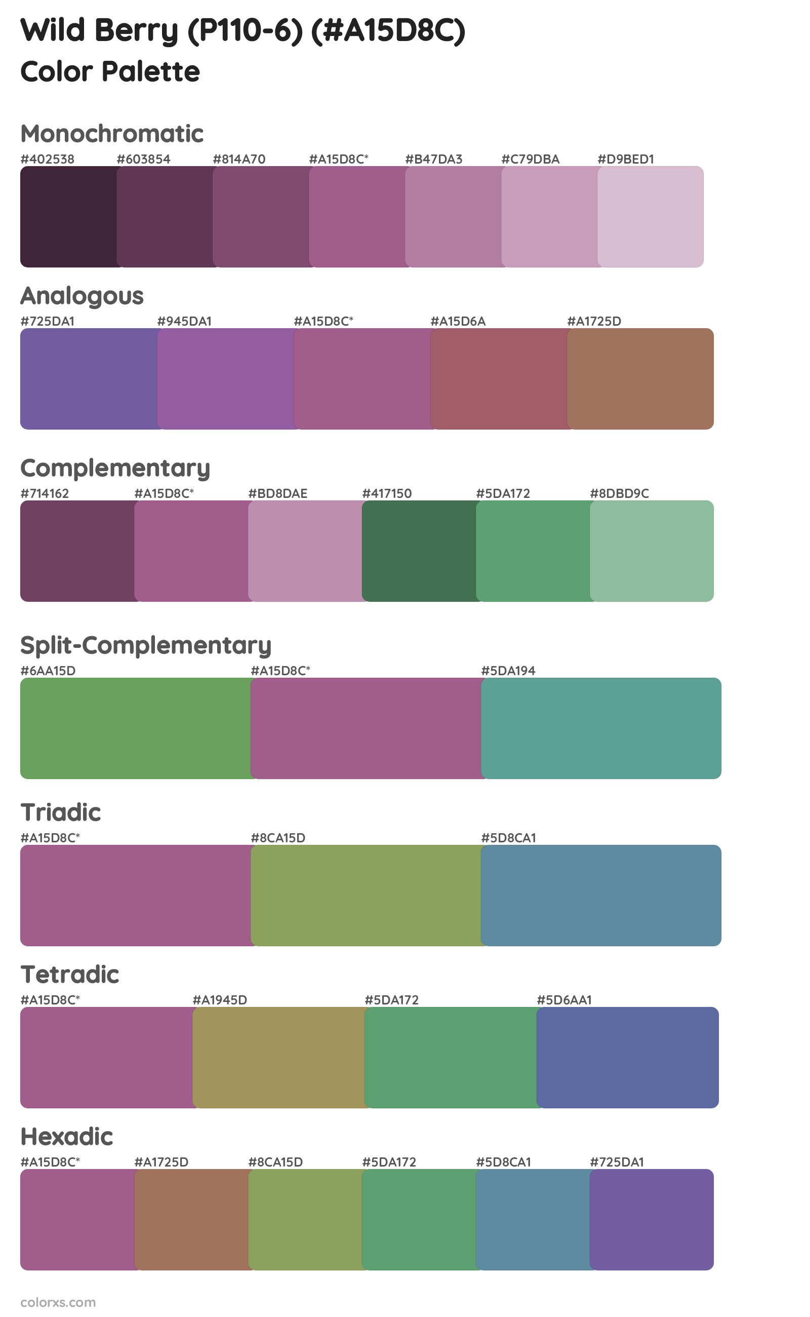 Wild Berry (P110-6) Color Scheme Palettes