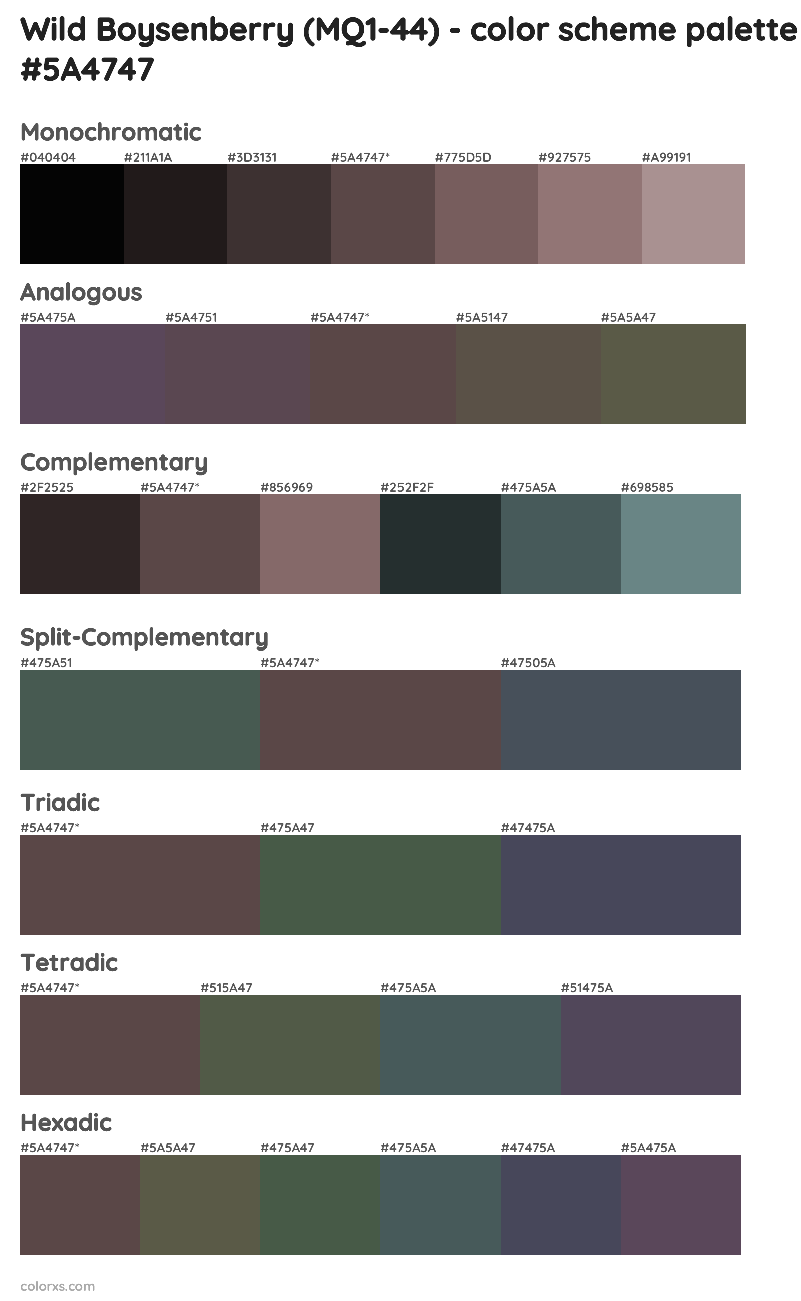 Wild Boysenberry (MQ1-44) Color Scheme Palettes