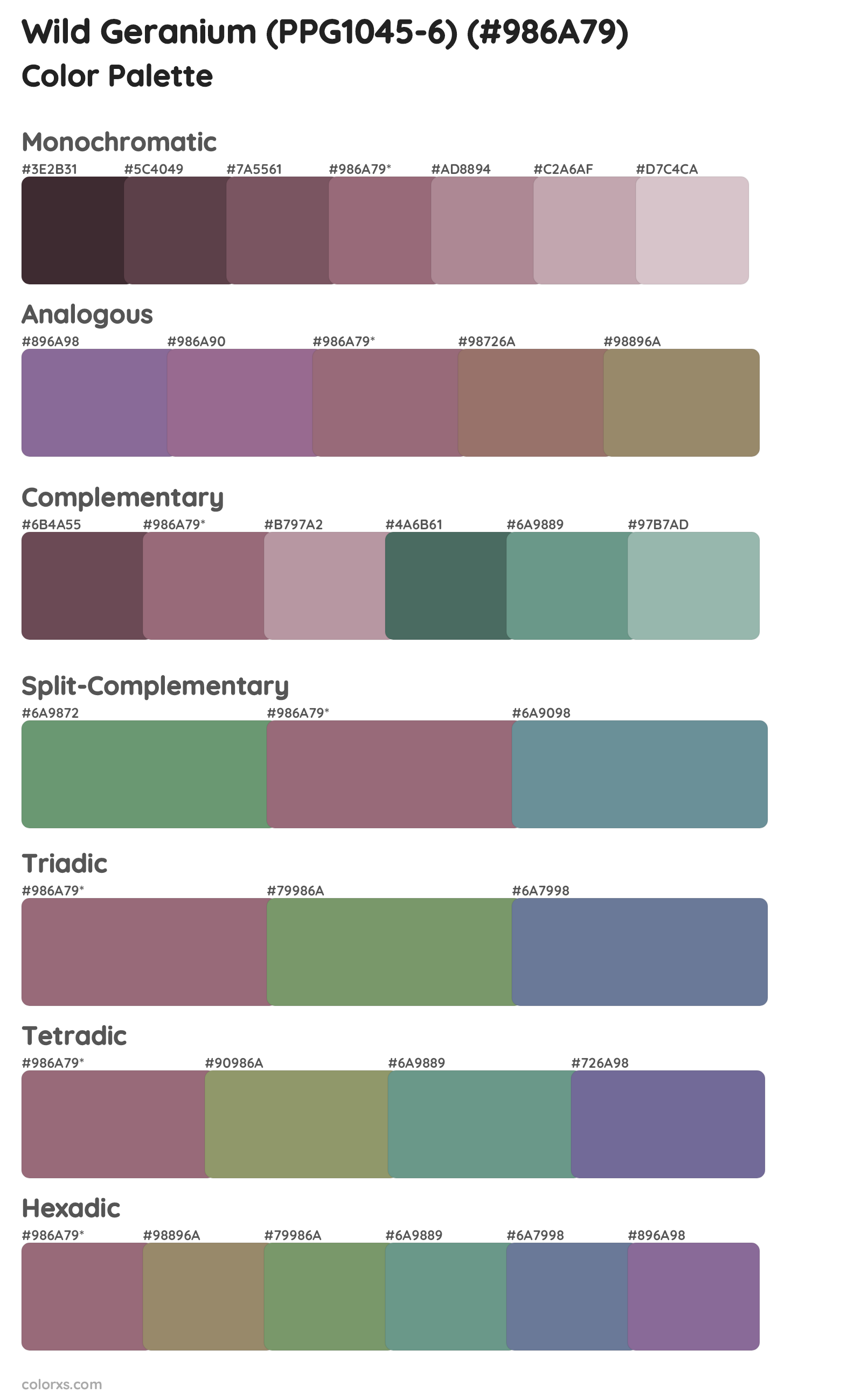 Wild Geranium (PPG1045-6) Color Scheme Palettes