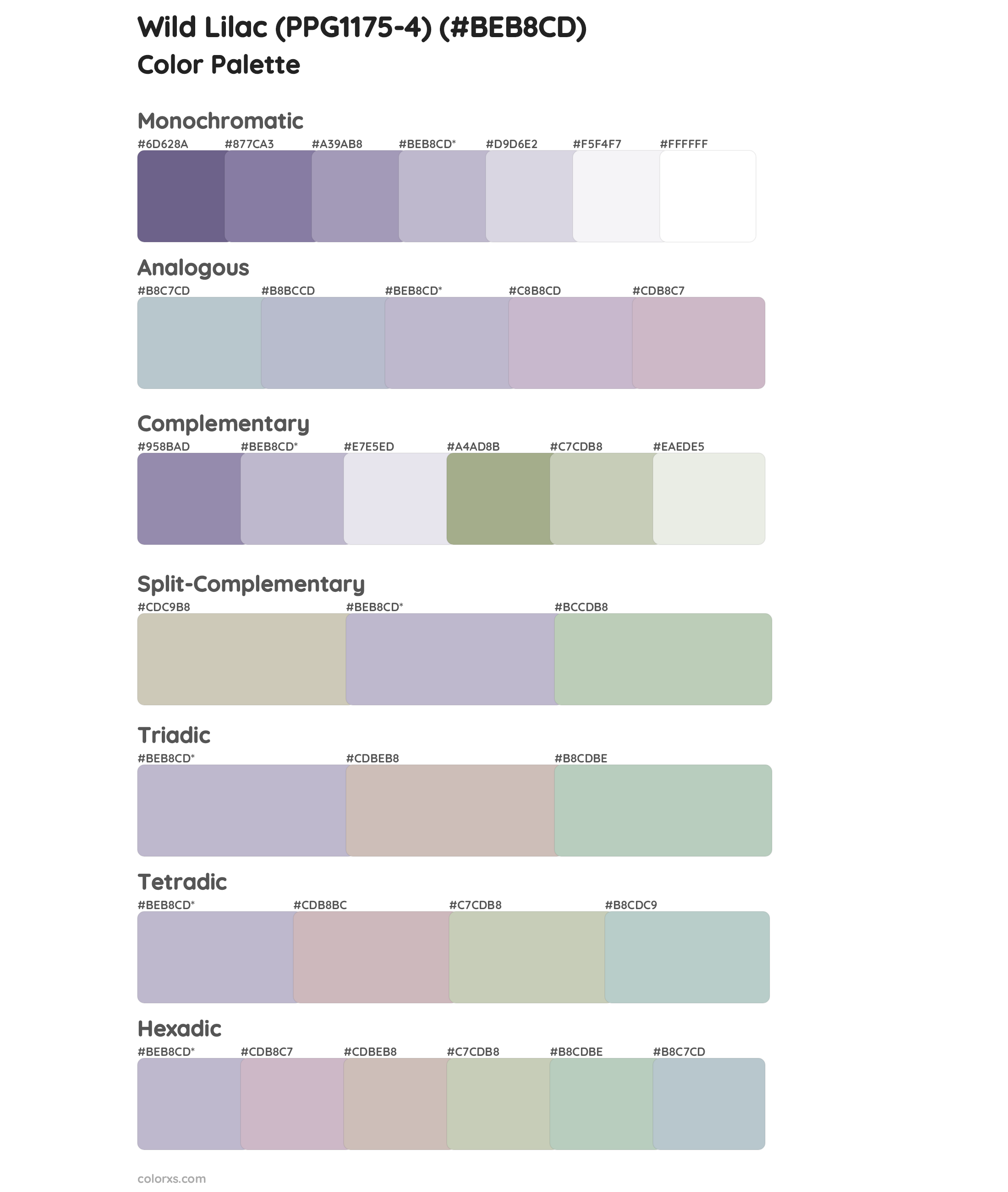Wild Lilac (PPG1175-4) Color Scheme Palettes
