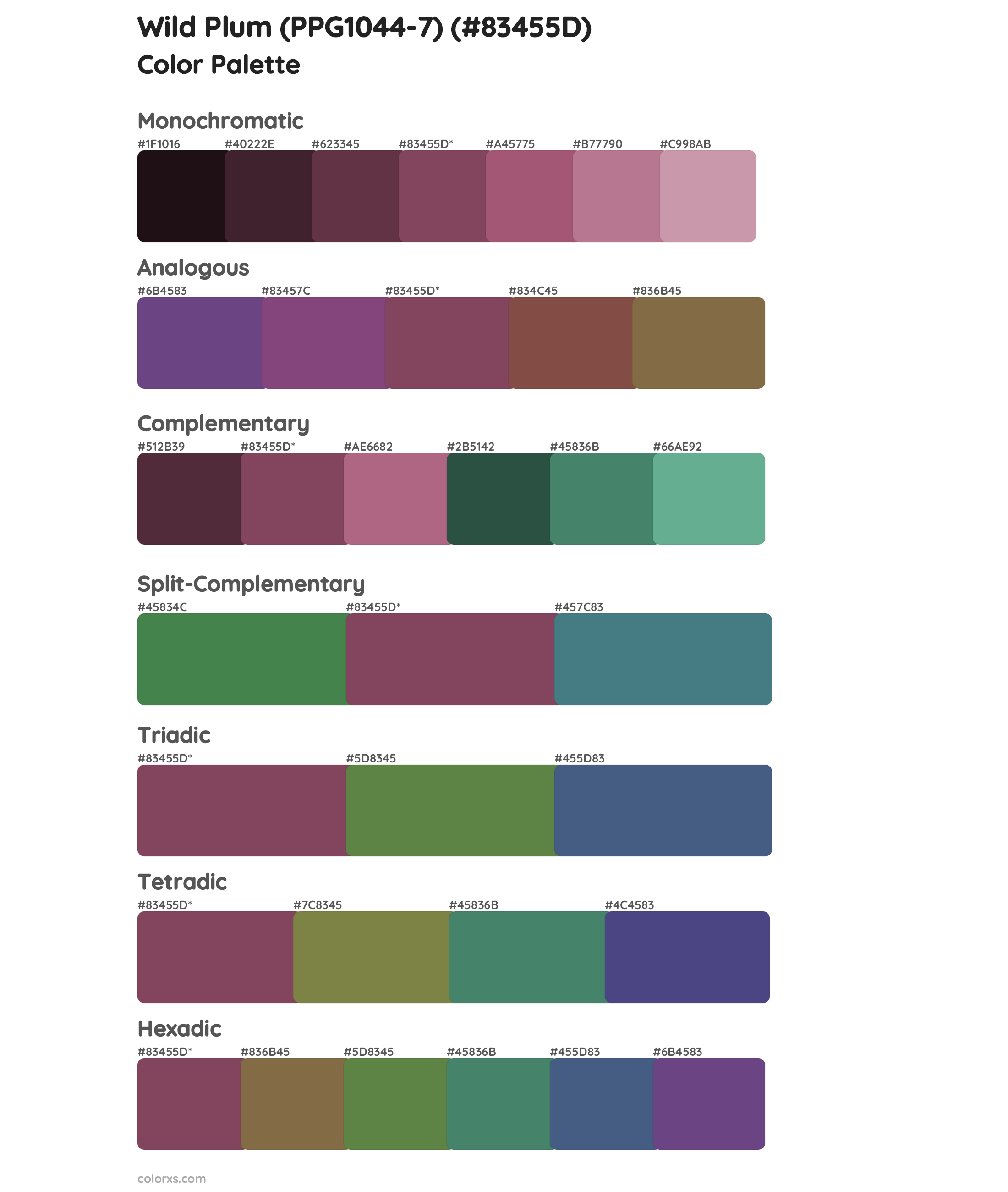 Wild Plum (PPG1044-7) Color Scheme Palettes