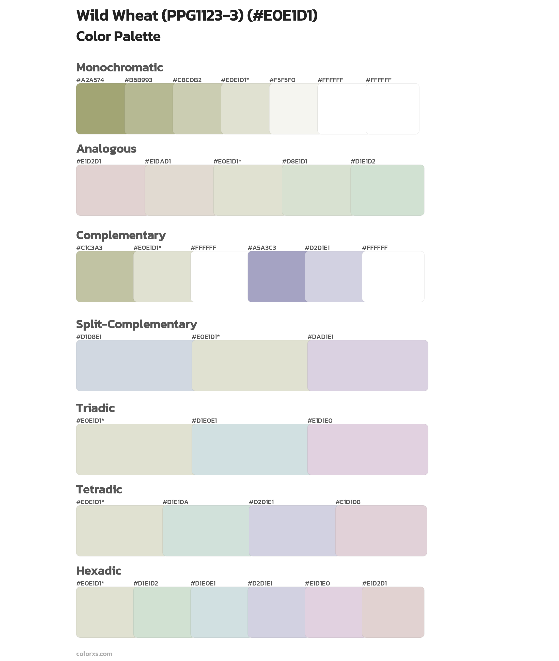 Wild Wheat (PPG1123-3) Color Scheme Palettes